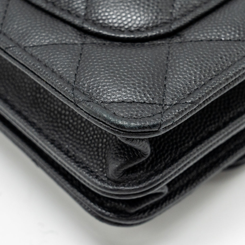 Chanel Circular Handle Quilted Flap Bag Caviar Black