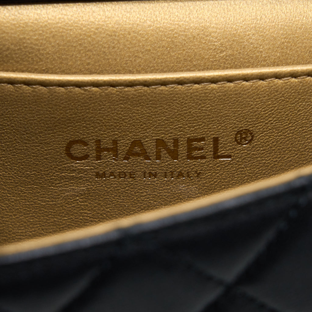 Chanel Vertical Pearl Flap Bag Goatskin Black