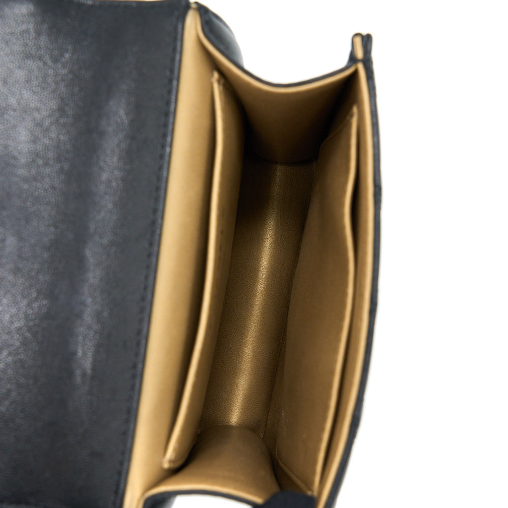Chanel Vertical Pearl Flap Bag Goatskin Black