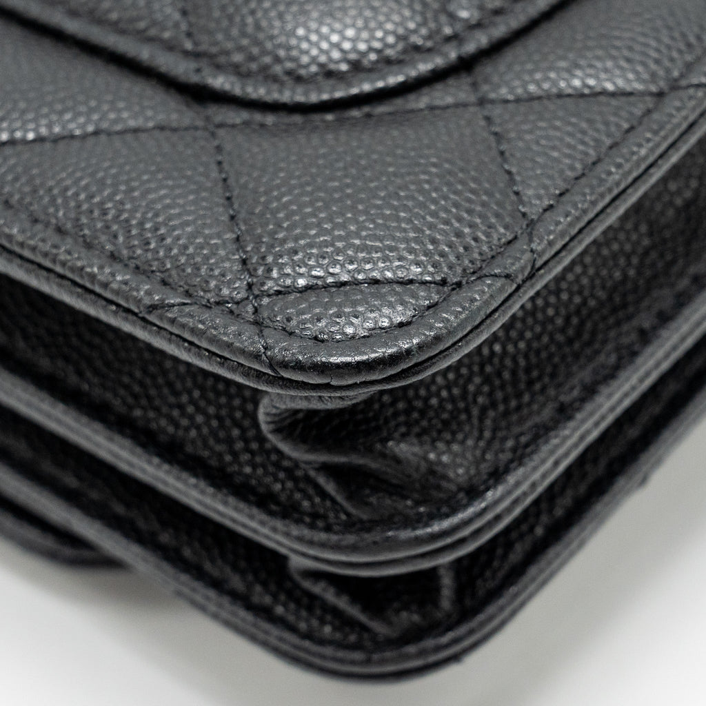 Chanel Circular Handle Quilted Flap Bag Caviar Black