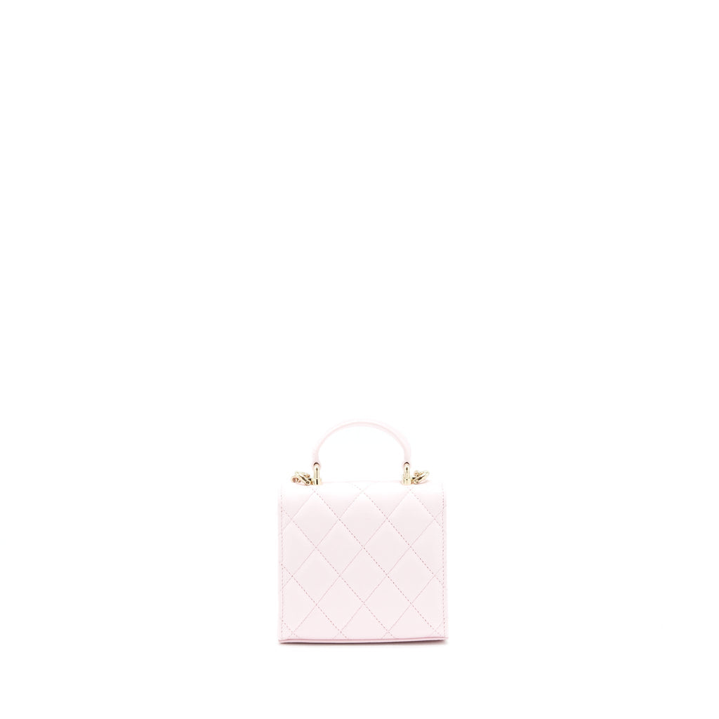 Chanel 22P Top Handle Mini Flap Bag With Chain Lambskin Pink L