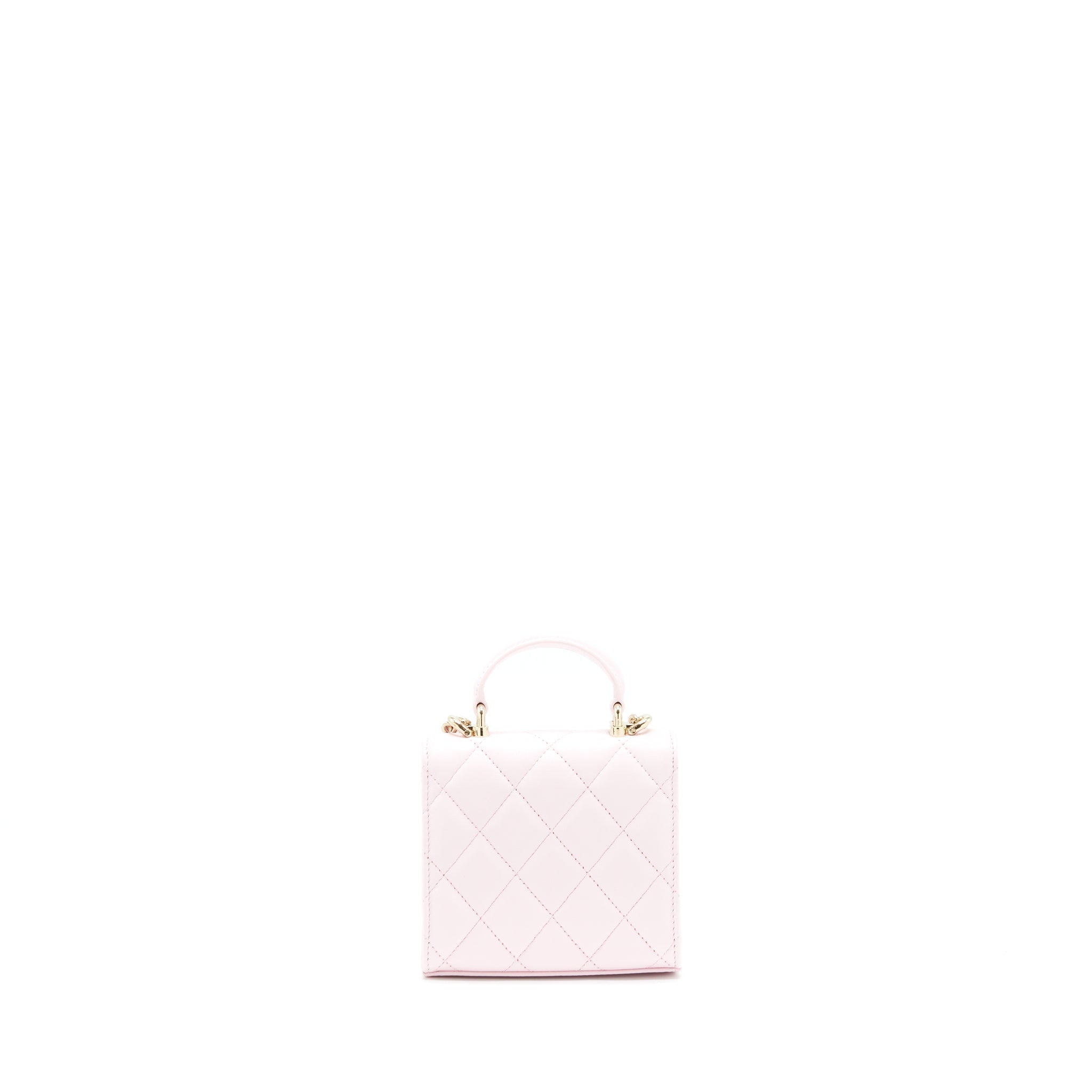 Chanel 22P Top Handle Mini Flap Bag With Chain Lambskin Pink L