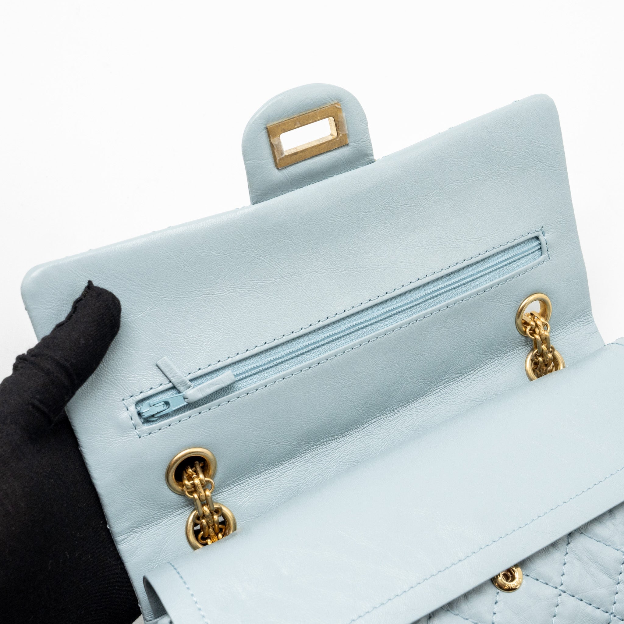 Chanel Small 2.55 226 reissue double flap bag calfskin light blue  (microchip)