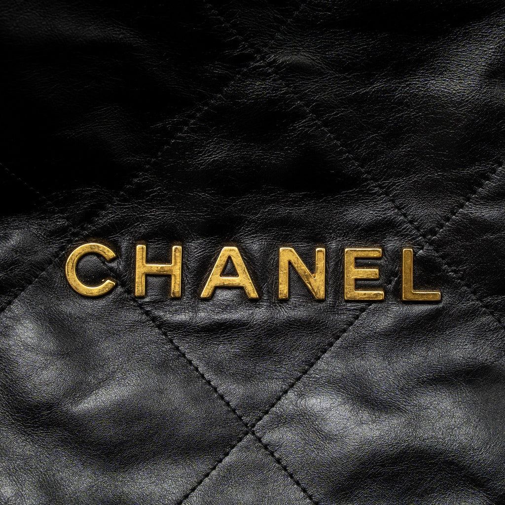 Chanel Large 22 Bag Shiny Calfskin Black  (Microchip)