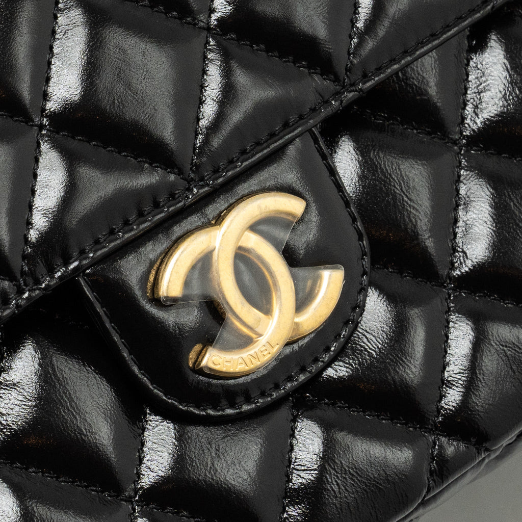 Chanel 23C Hobo Bag Shiny Calfskin Black Brushed  (Microchip)