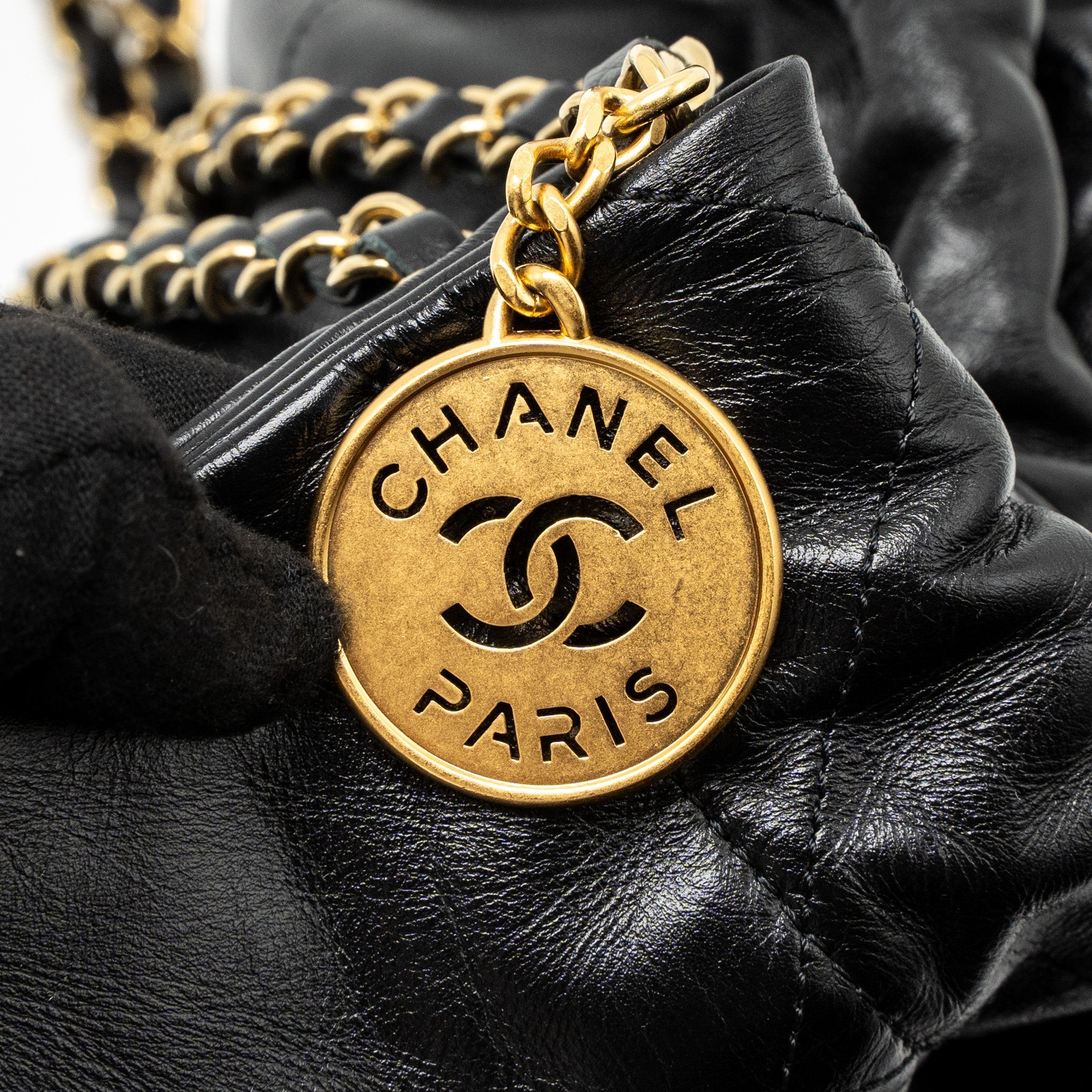 Chanel Large 22 Bag Shiny Calfskin Black  (Microchip)