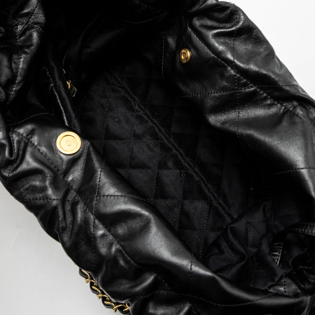 Chanel Large 22 Bag Shiny Calfskin Black  (Microchip)