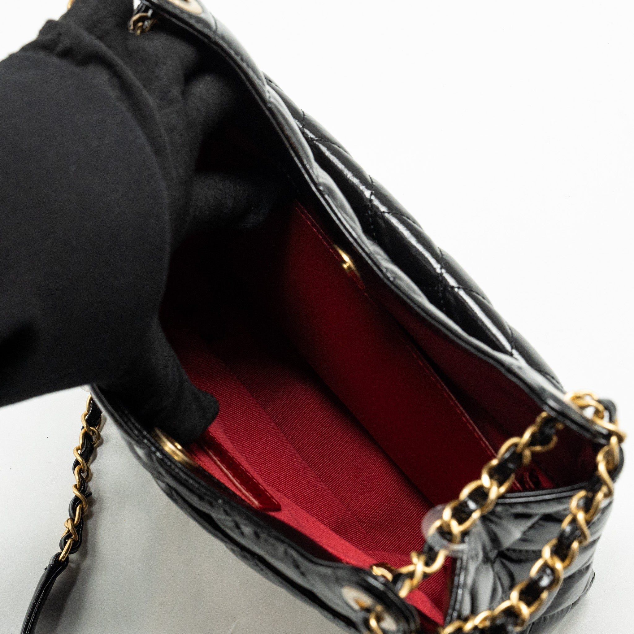Chanel 23C Hobo Bag Shiny Calfskin Black Brushed  (Microchip)