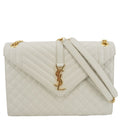 YVES SAINT LAURENT Envelope Large Mixed Matelasse Leather Shoulder Bag White