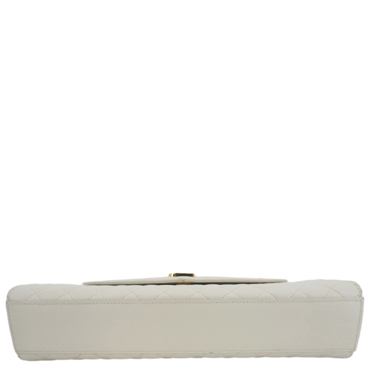 YVES SAINT LAURENT Envelope Large Mixed Matelasse Leather Shoulder Bag White