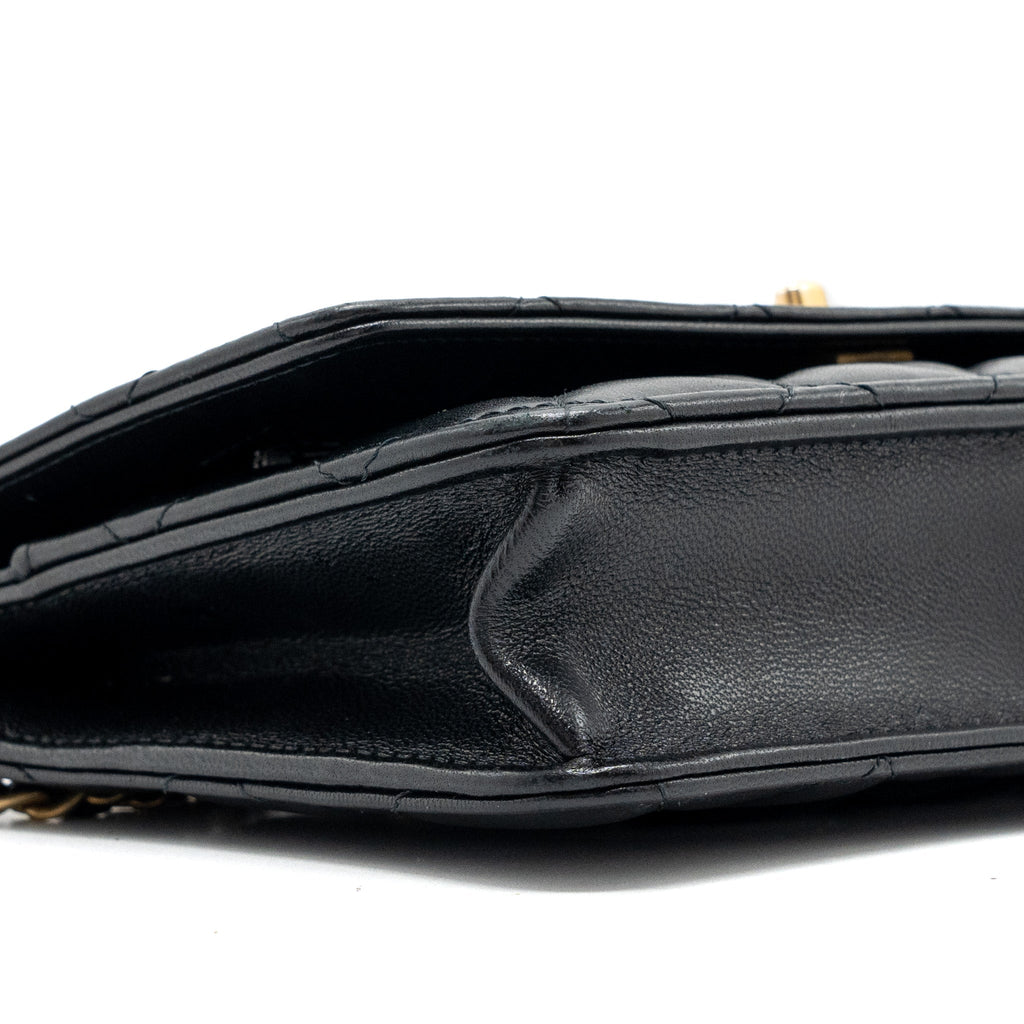Chanel Pearl Crush Wallet On Chain Lambskin Black