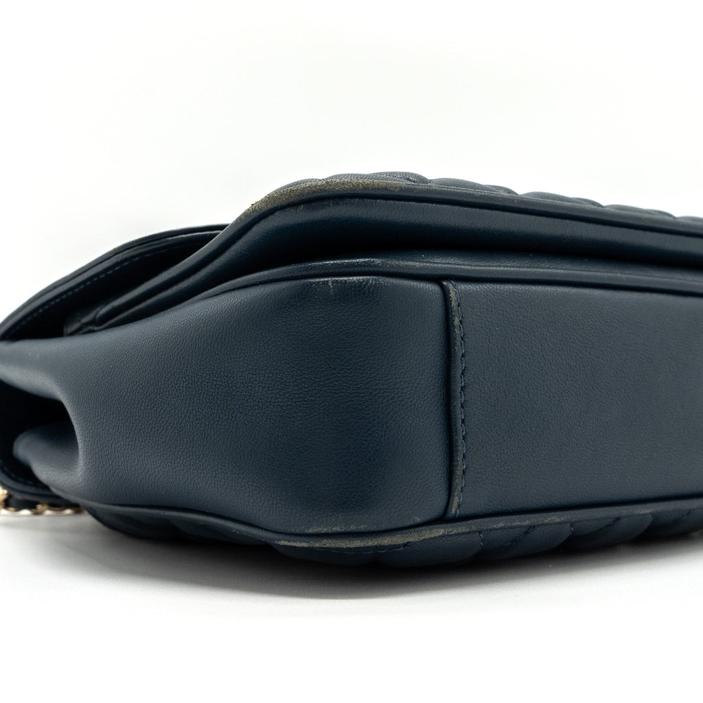 Chanel Quilted Flap Crossbody Bag Lambskin Dark Blue L