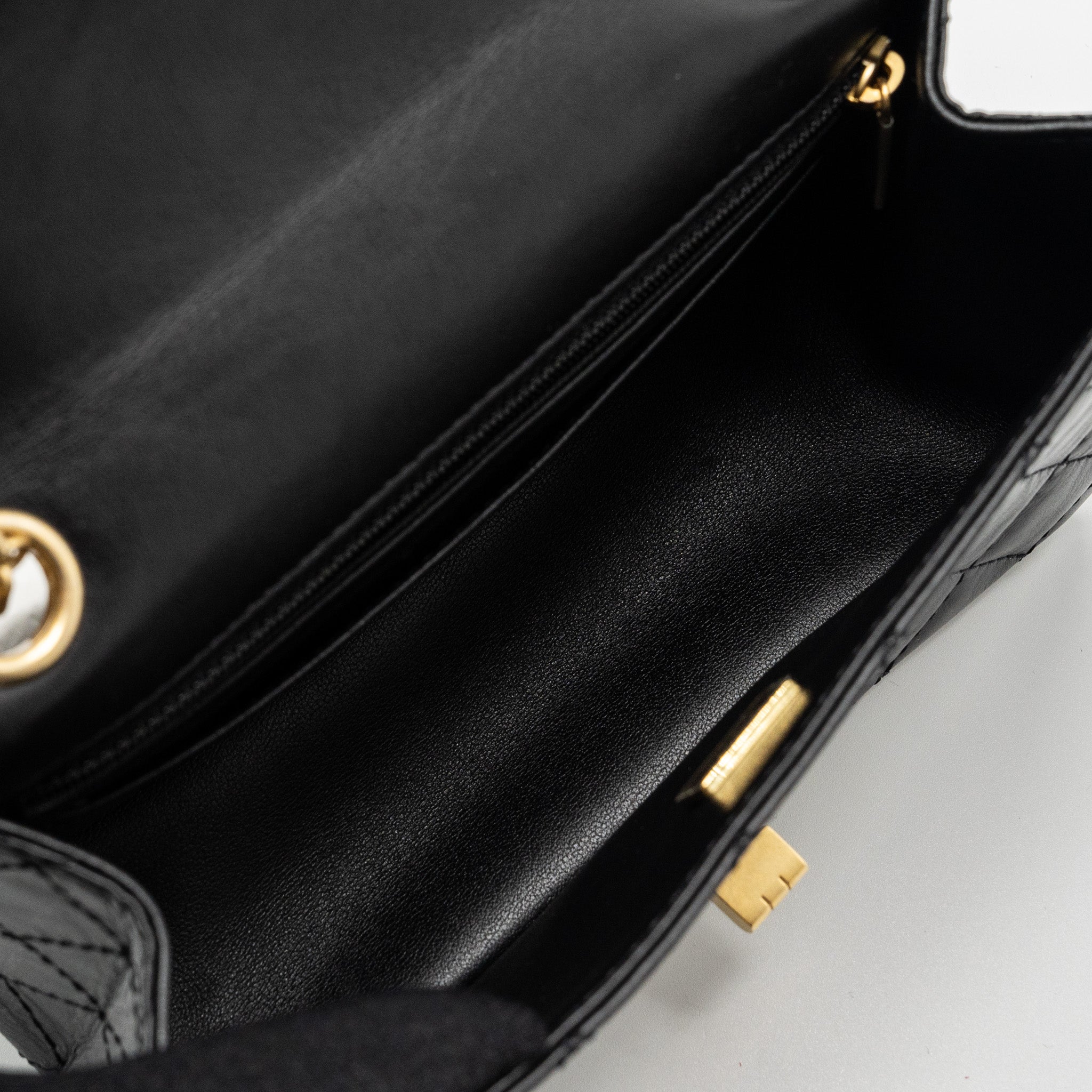 Chanel Mini 2.55 Reissue Flap Bag Aged Calfskin Black Brushed  (Microchip)