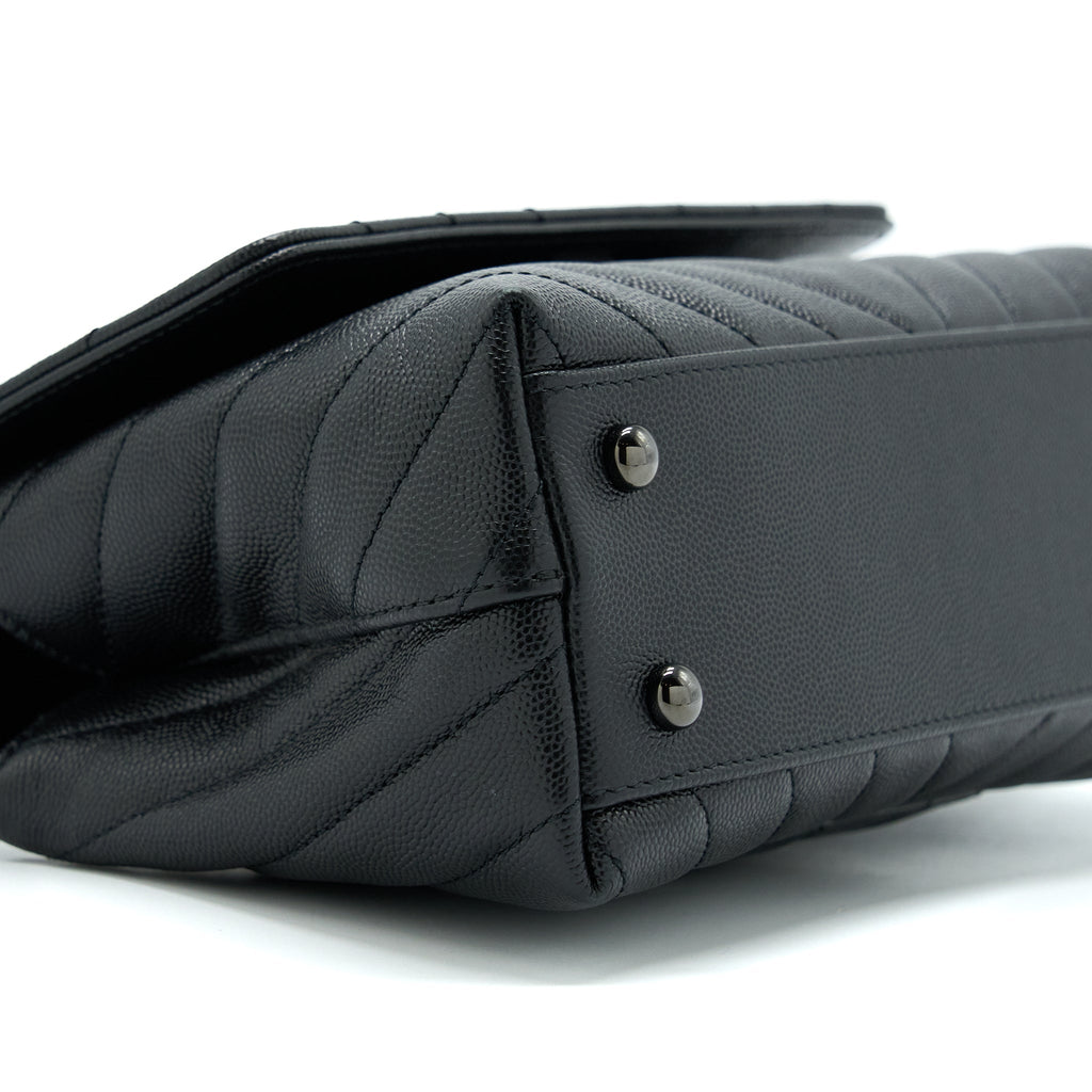 Chanel Small Coco Handle Chevron Caviar So Black