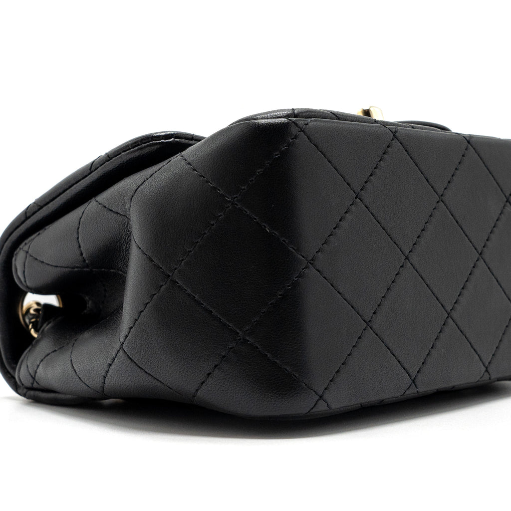 Chanel Classic Mini Square Flap Bag Lambskin Black L