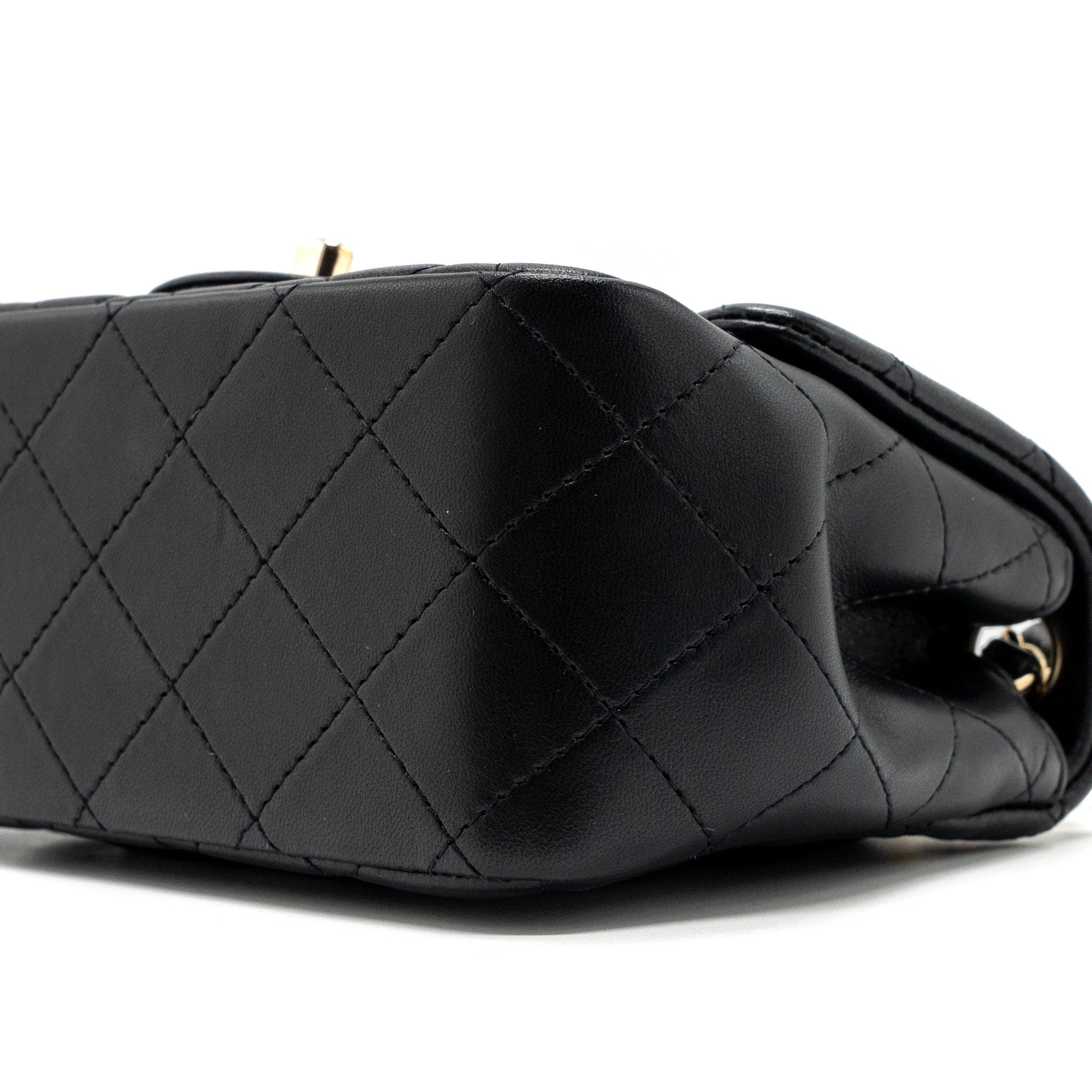 Chanel Classic Mini Square Flap Bag Lambskin Black L