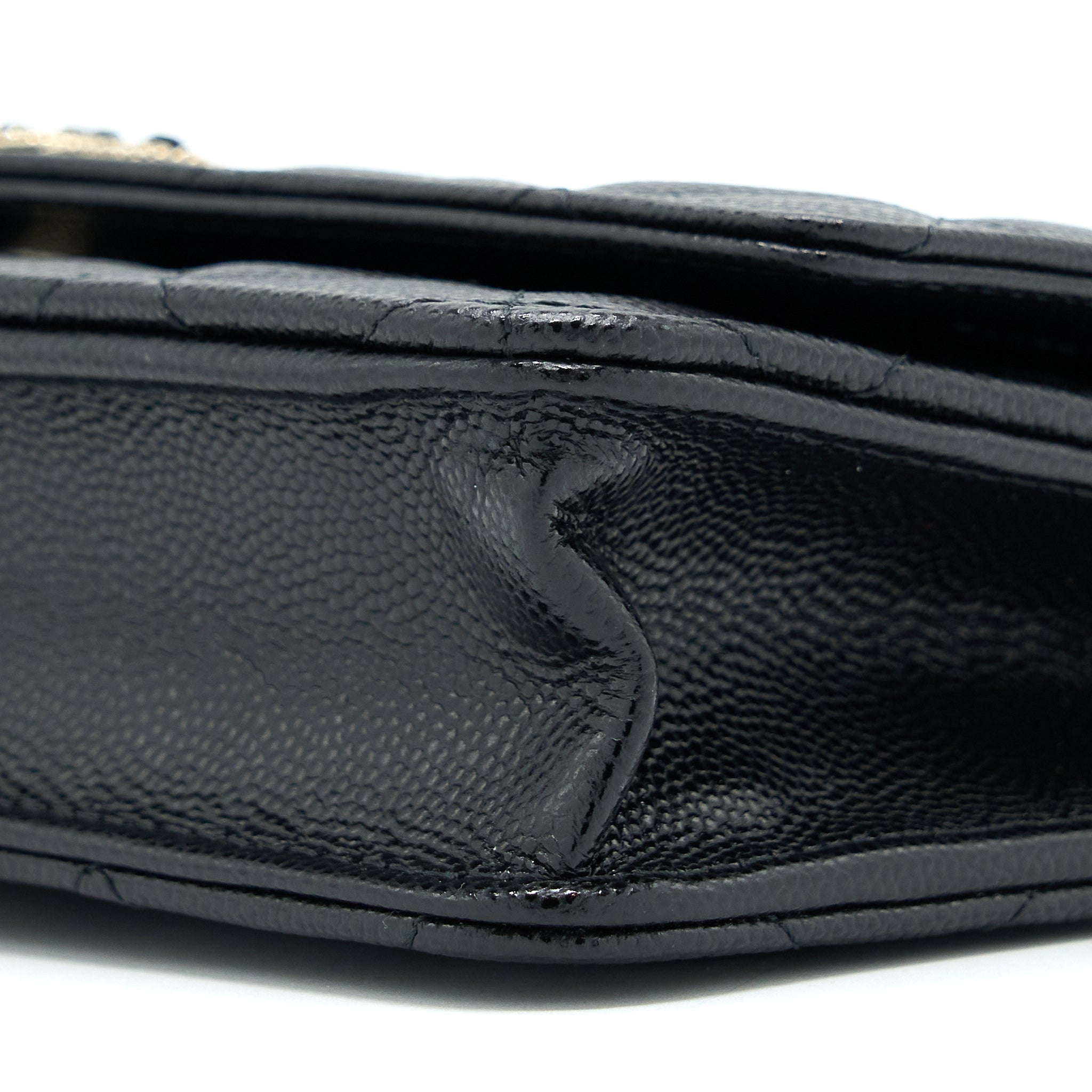 Chanel 22S Wallet On Chains With Detail CC Logo Caviar Black L