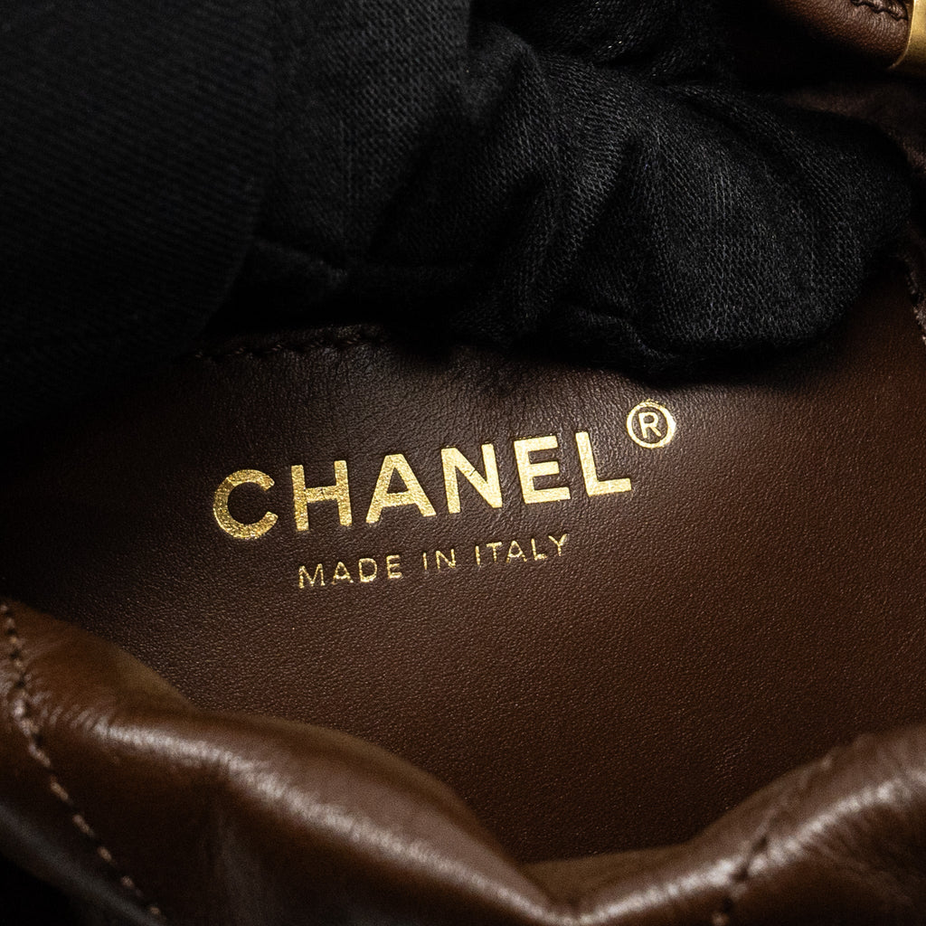 Chanel Mini 22 Bag Shiny Calfskin Chocolate  (microchip)