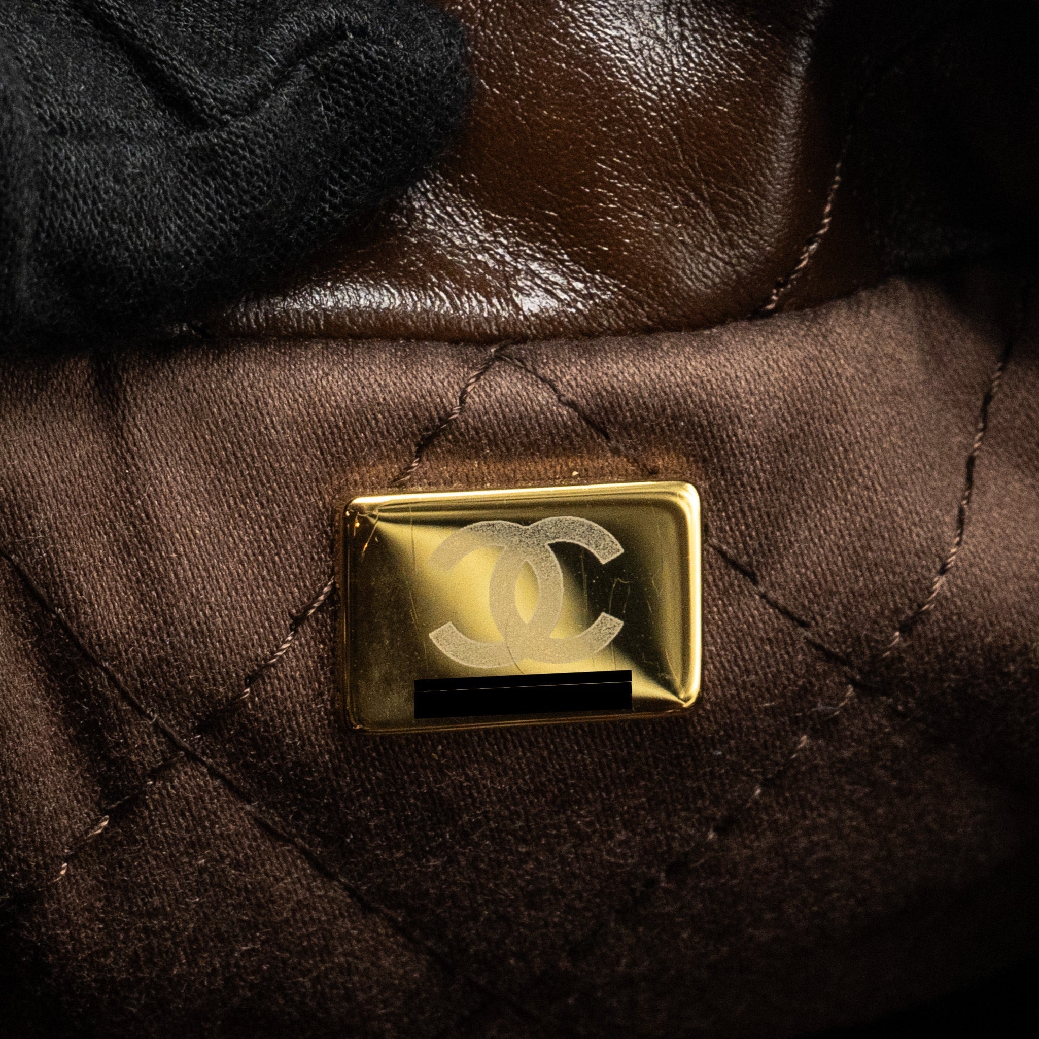 Chanel Mini 22 Bag Shiny Calfskin Chocolate  (microchip)