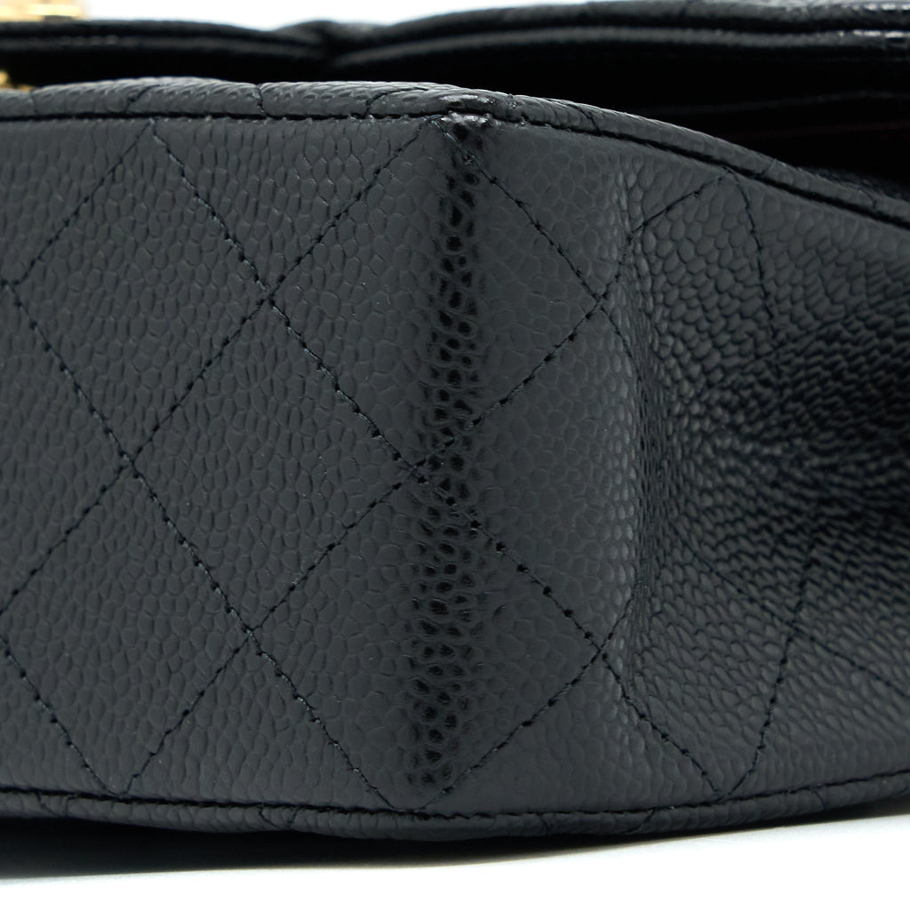 Chanel Small Classic Double Flap Bag Caviar Black  (Microchip)