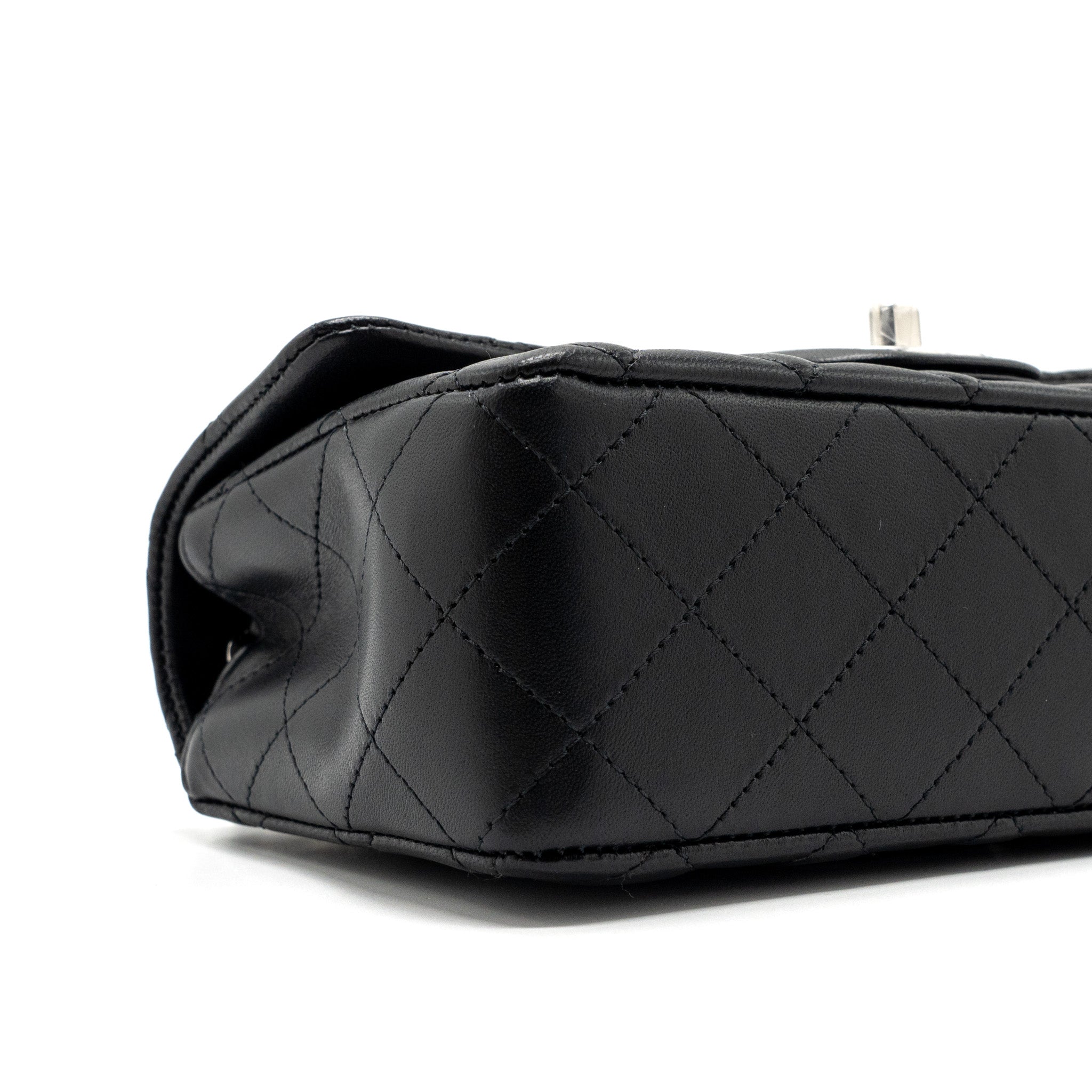 Chanel mini rectangular flap bag lambskin black  (MICROCHIP)