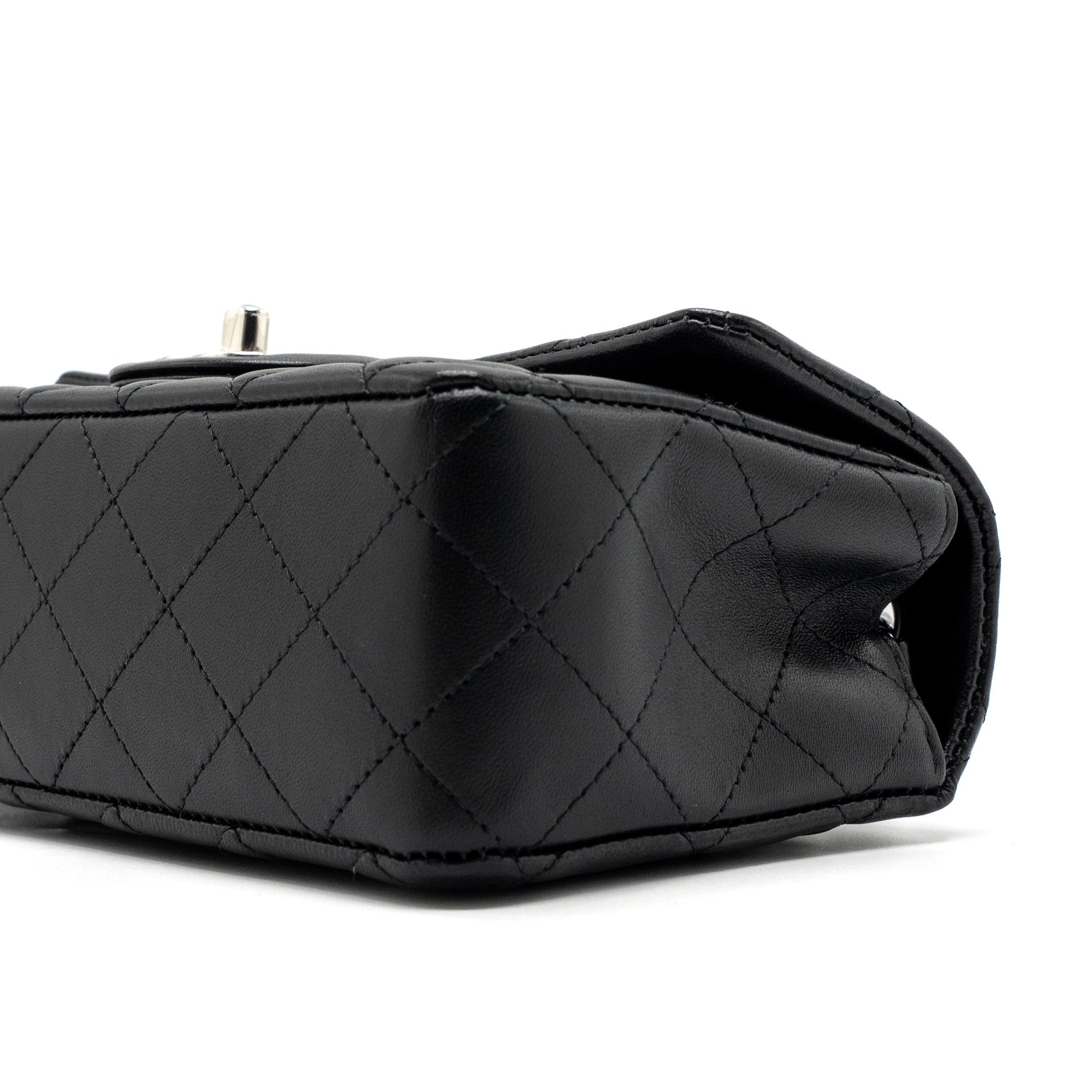 Chanel mini rectangular flap bag lambskin black  (MICROCHIP)
