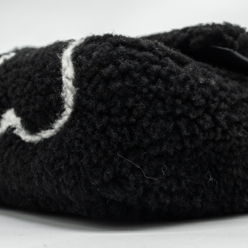 Chanel 22A Fluffy Camellia Flap Bag Embroidered Shearling Lambskin Black / White  (Microchip)