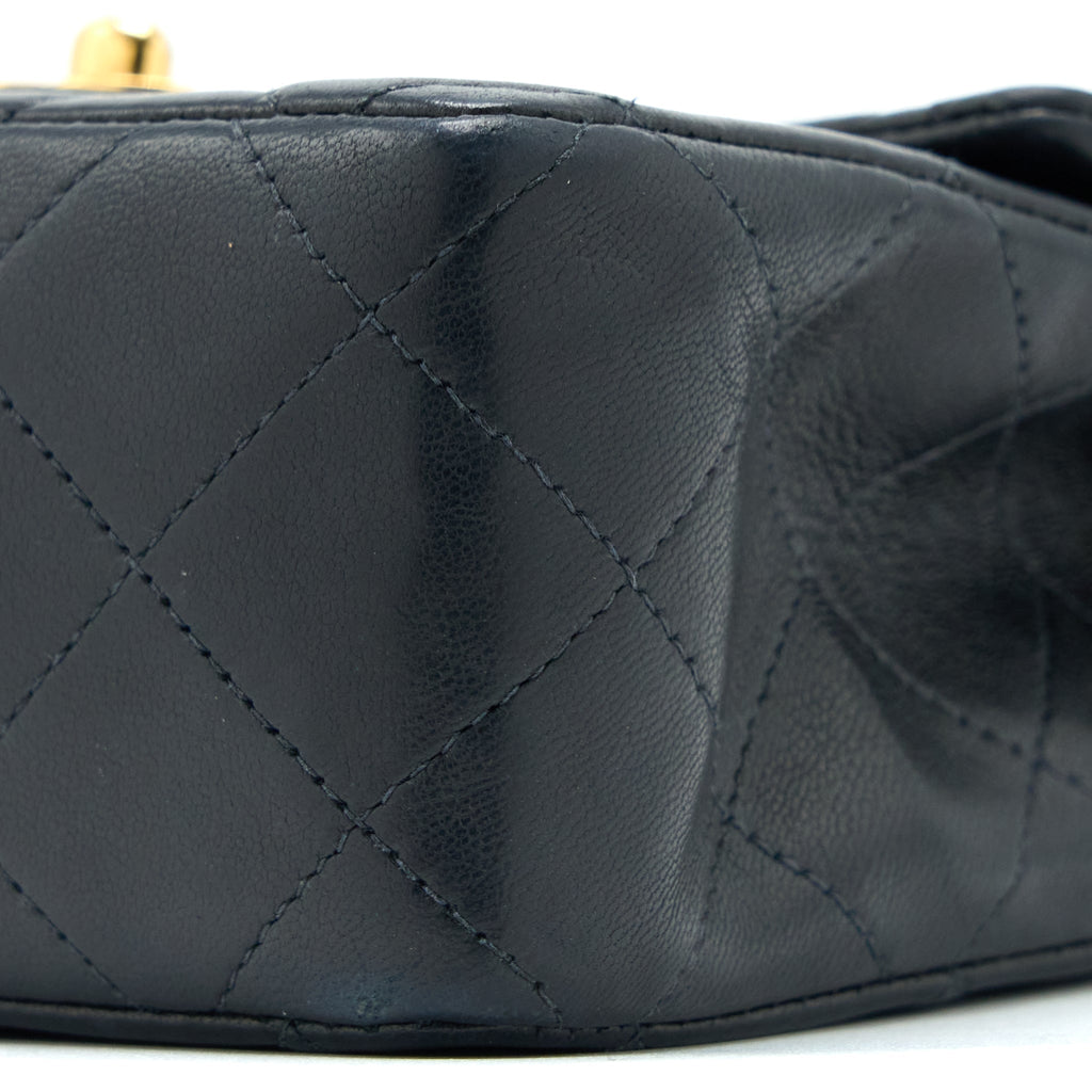 Chanel Vintage Square Flap Bag Lambskin Black