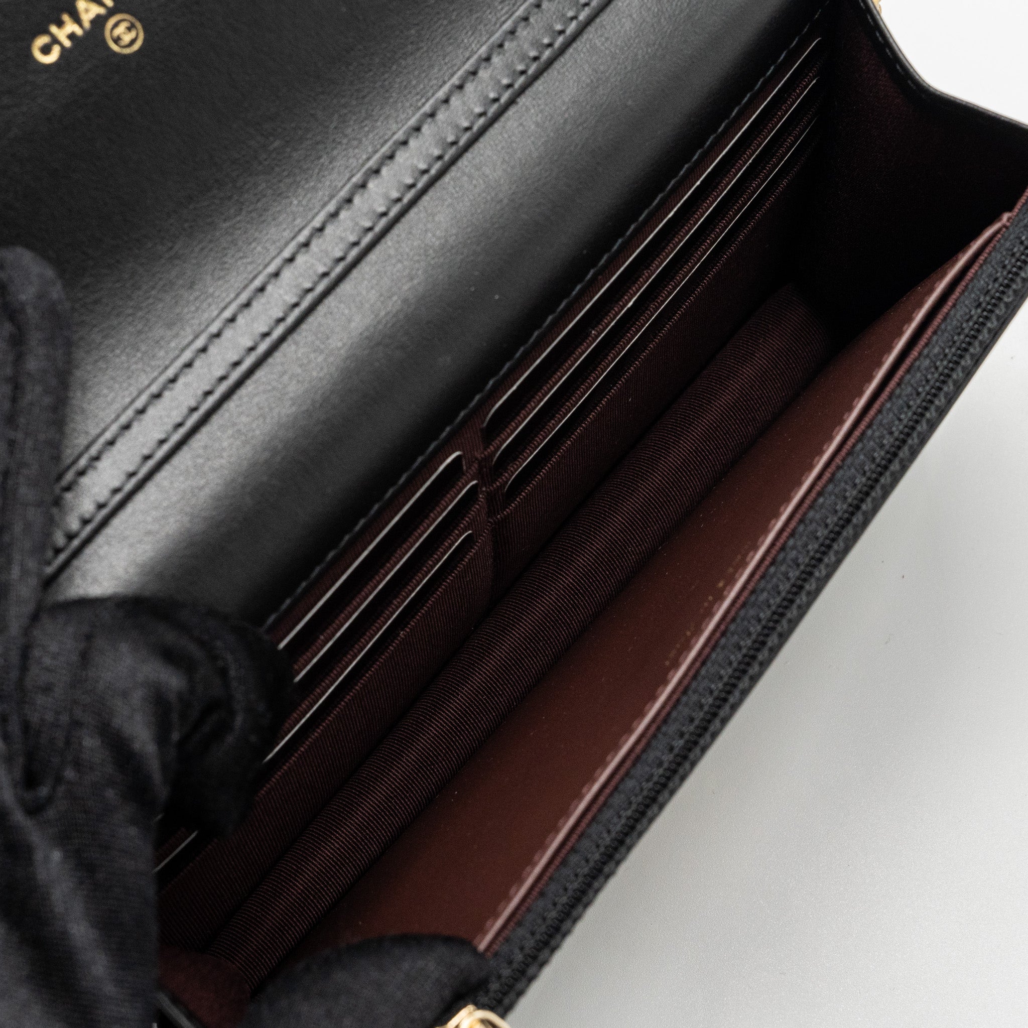 Chanel 2.55 Wallet on Chain Aged Calfskin Black Brushed  (Microchip)