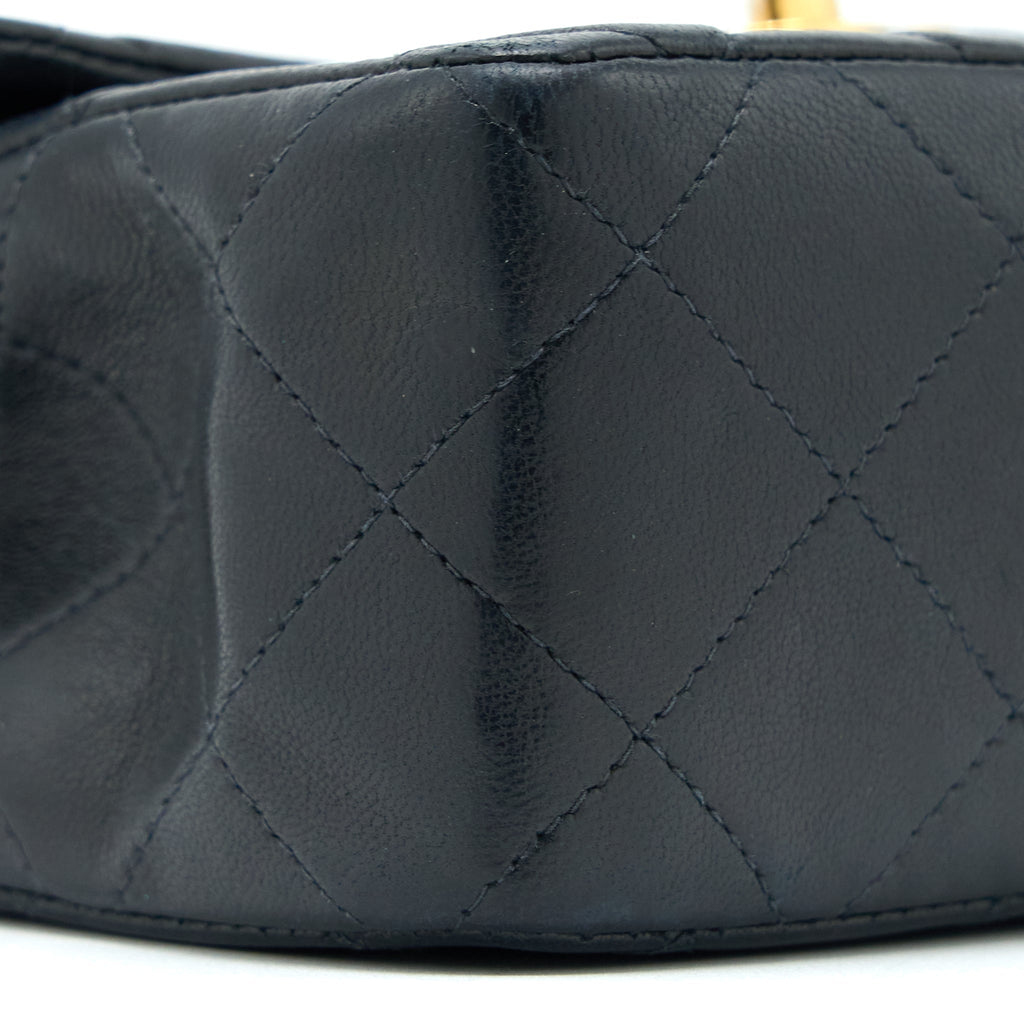 Chanel Vintage Square Flap Bag Lambskin Black