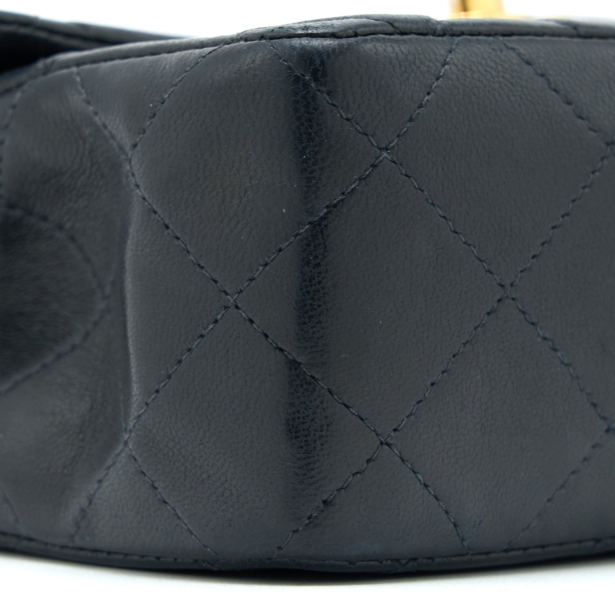 Chanel Vintage Square Flap Bag Lambskin Black