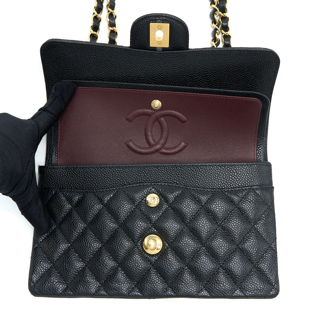 Chanel Small Classic Double Flap Bag Caviar Black  (Microchip)