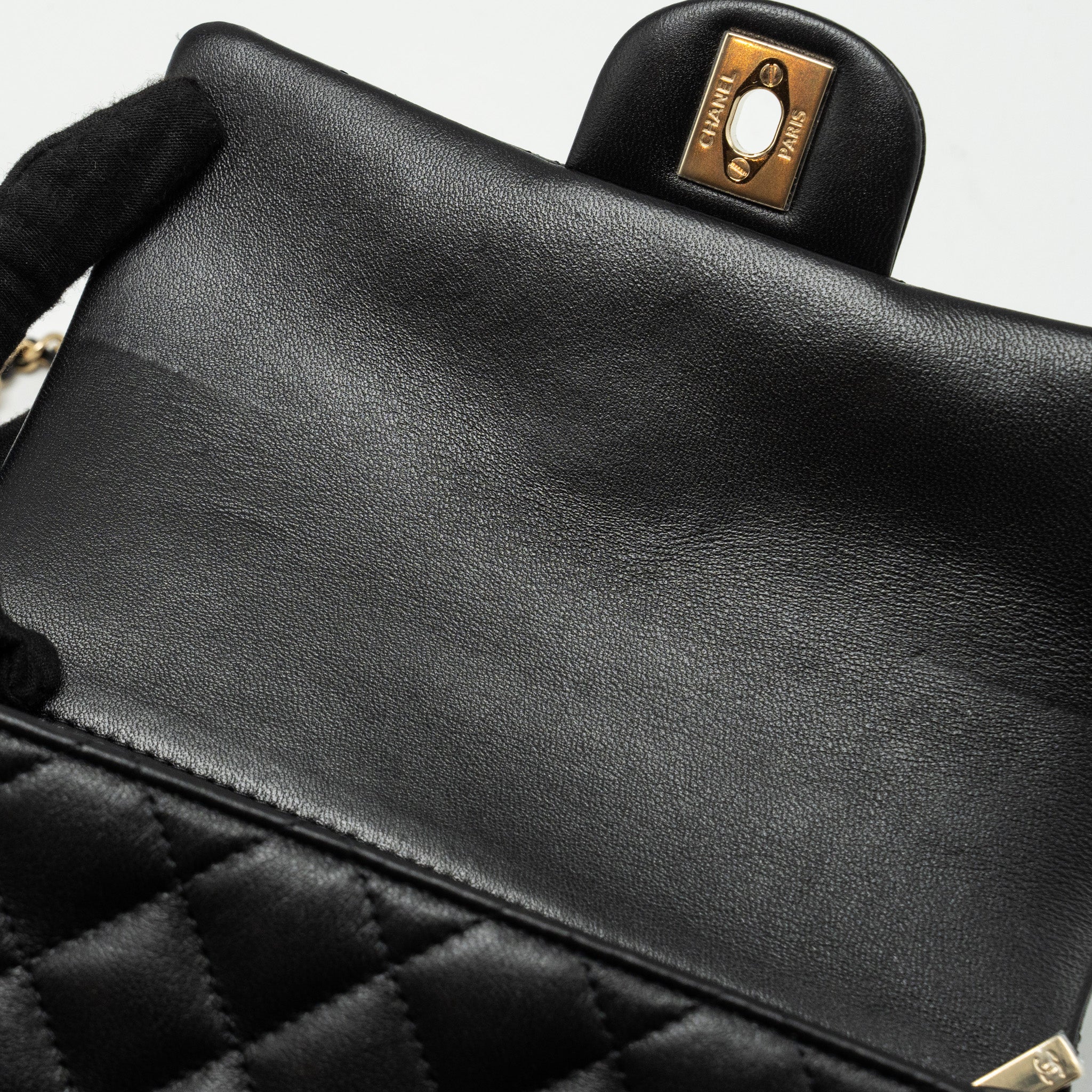 Chanel Top Handle Mini Rectangular Flap Bag Lambskin Black L (Microchip)