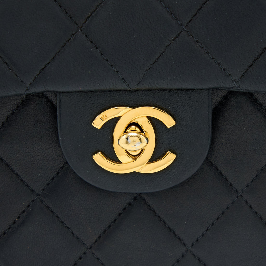 Chanel Vintage Square Flap Bag Lambskin Black