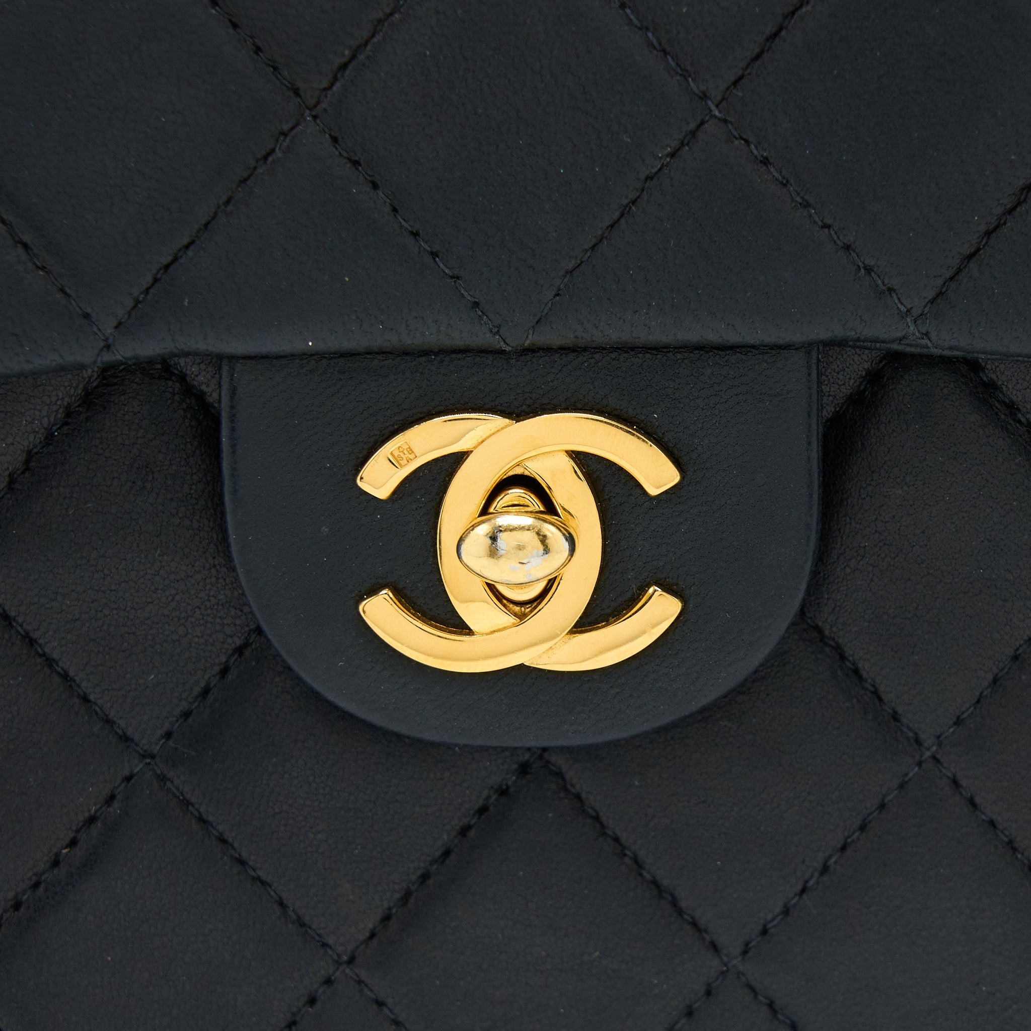 Chanel Vintage Square Flap Bag Lambskin Black
