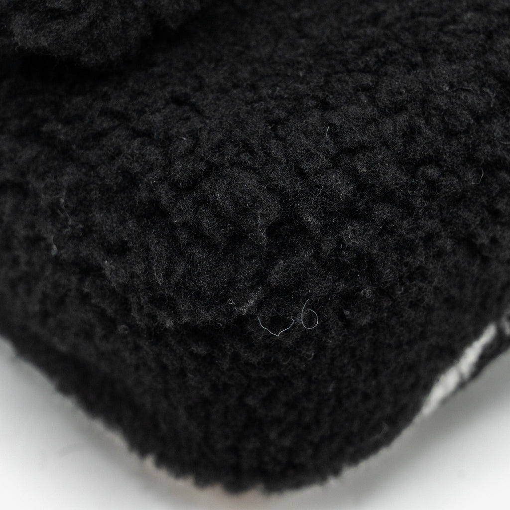 Chanel 22A Fluffy Camellia Flap Bag Embroidered Shearling Lambskin Black / White  (Microchip)