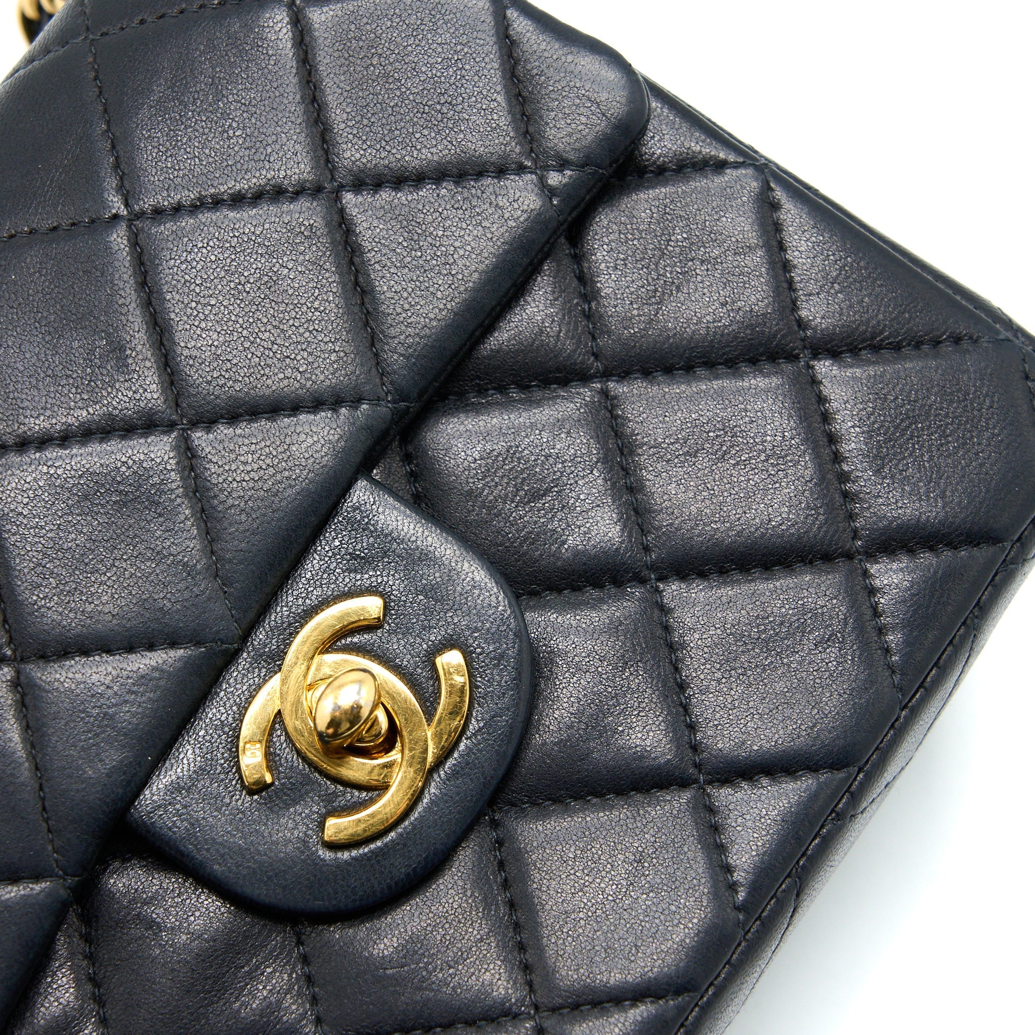 Chanel Vintage Square Flap Bag Lambskin Black