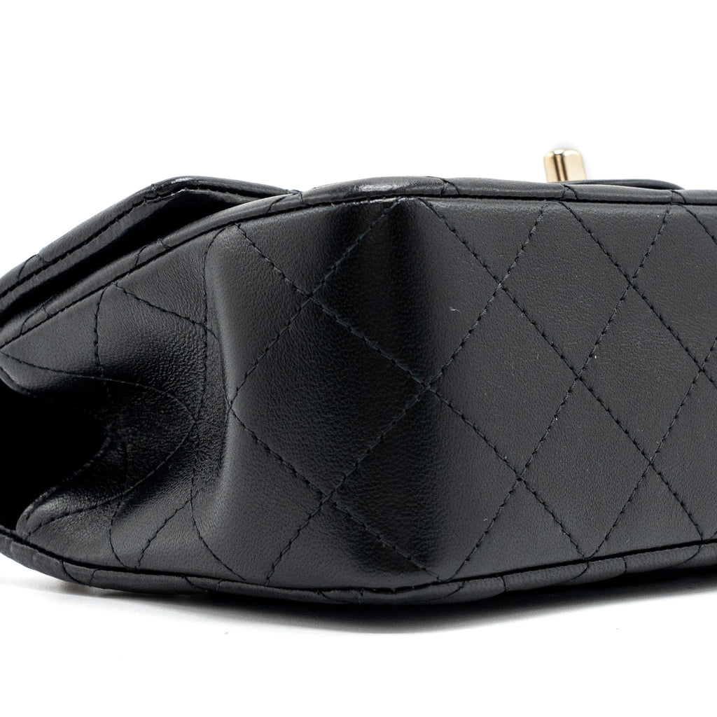 Chanel Top Handle Mini Rectangular Lambskin Black L(Microchip)