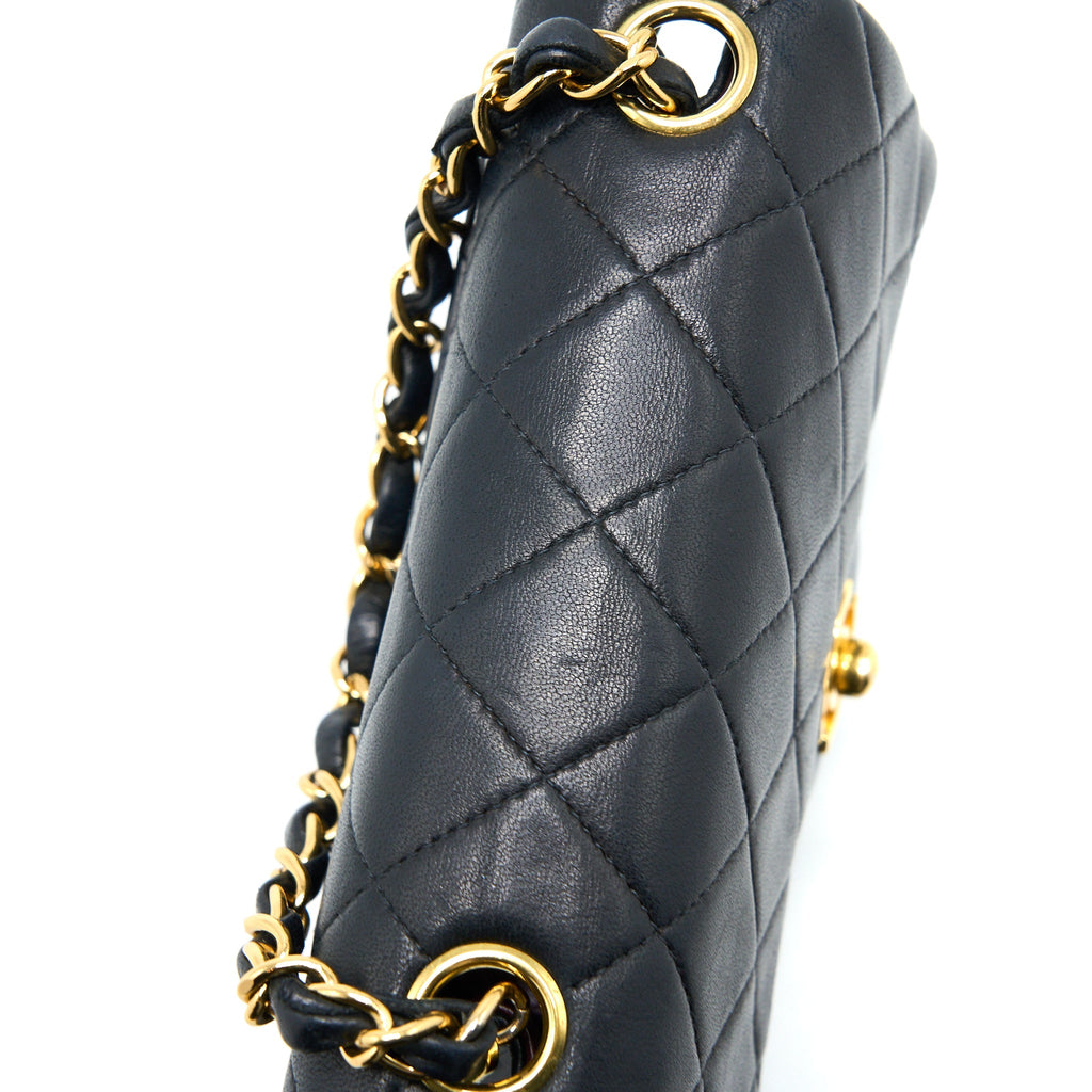 Chanel Vintage Square Flap Bag Lambskin Black