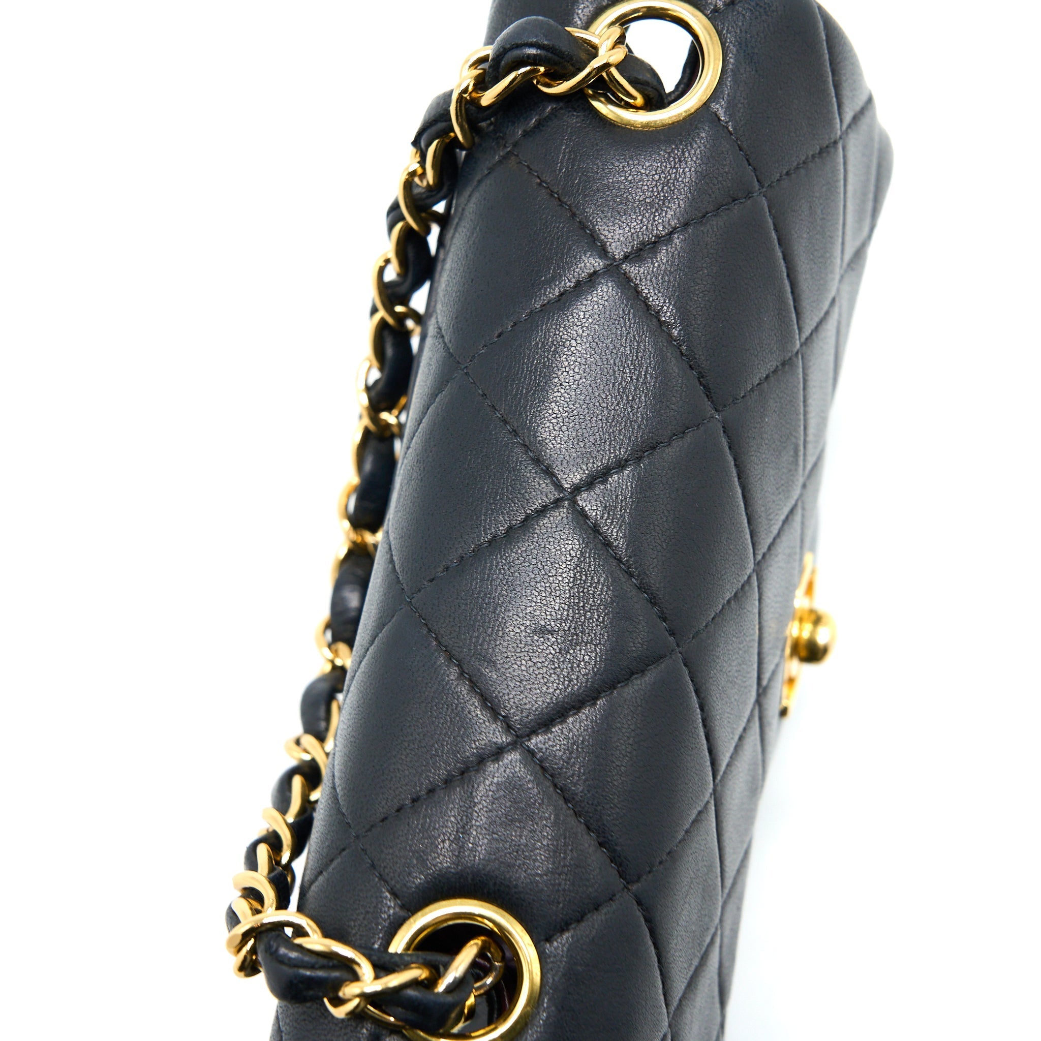 Chanel Vintage Square Flap Bag Lambskin Black