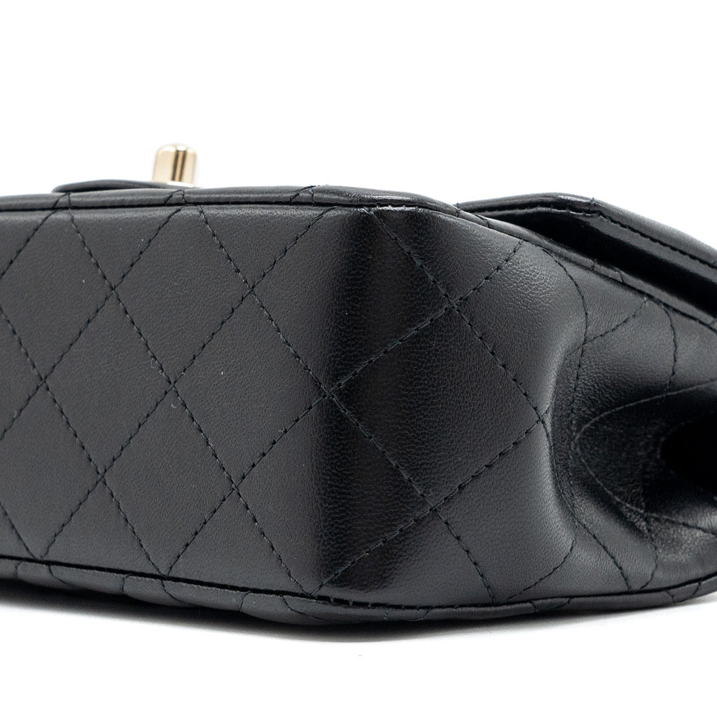 Chanel Top Handle Mini Rectangular Lambskin Black L(Microchip)
