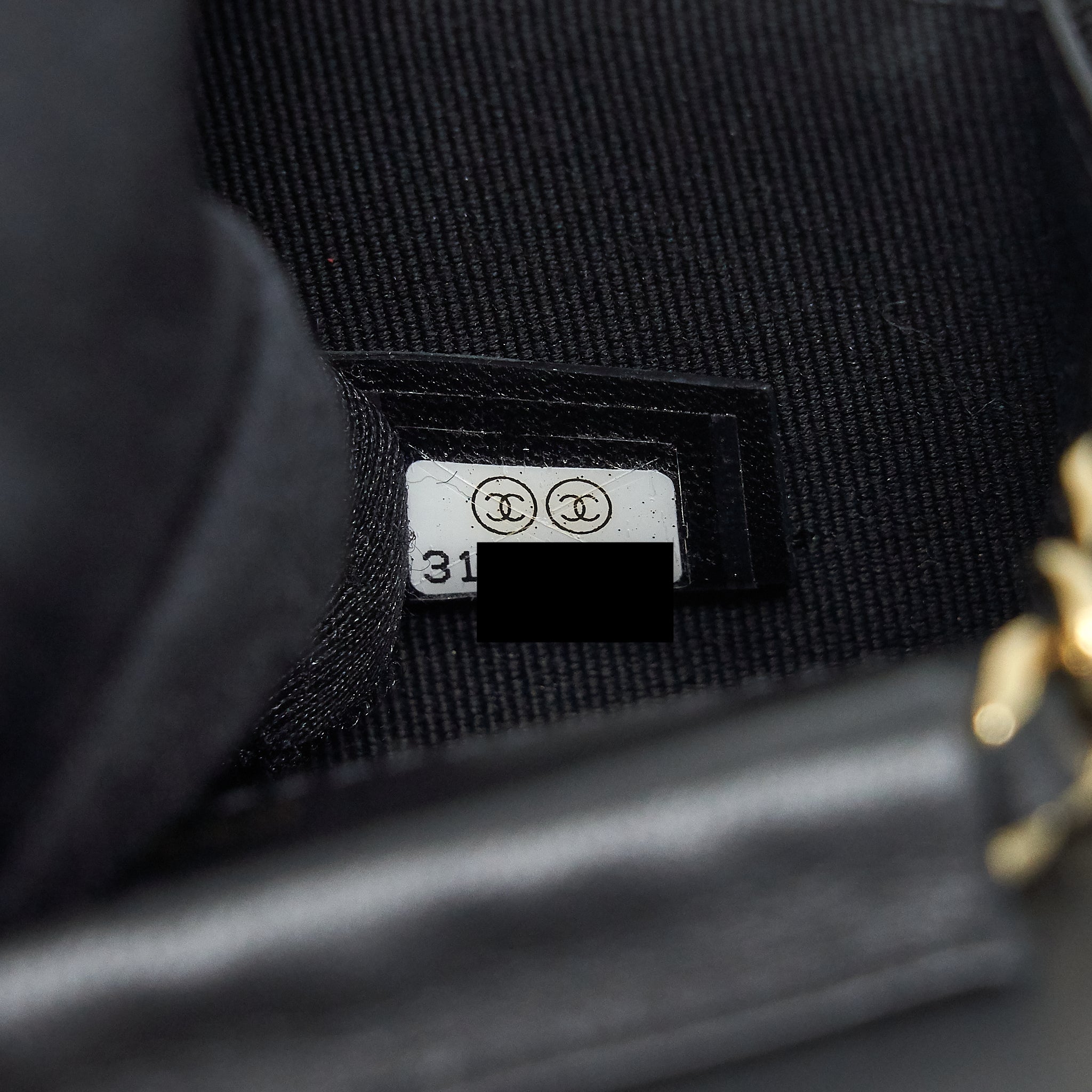Chanel Mini flap card holder Ribbon Chain Lambskin Black L