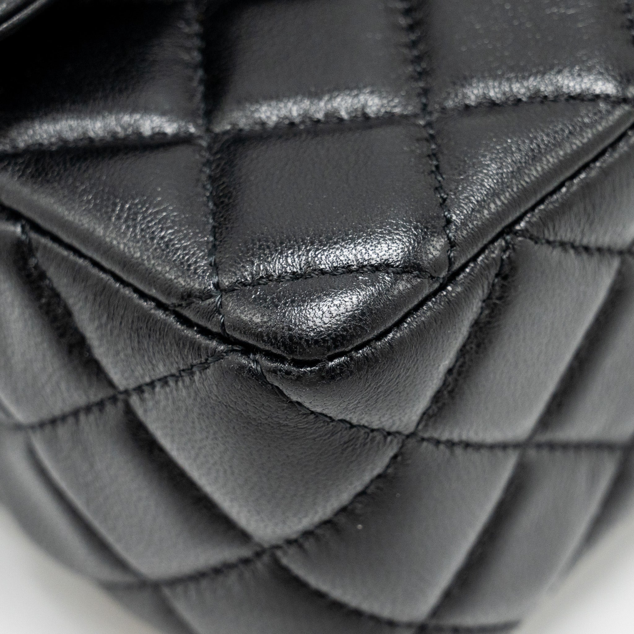 Chanel Detailed Top Handle Flap Bag Lambskin Black  (Microchip)