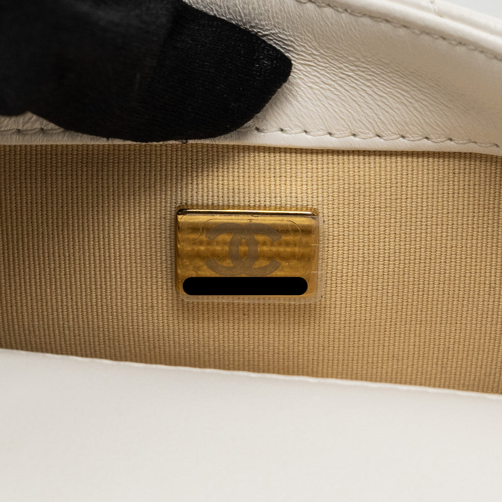 Chanel 22S Giant Chain Flap Shoulder Bag Lambskin White Brushed  (Microchip)