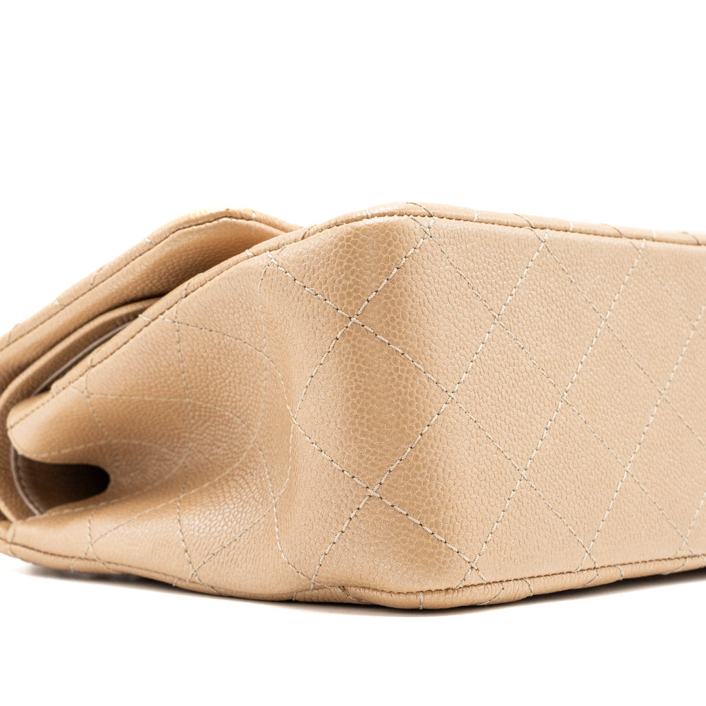 Chanel classic jumbo double flap bag caviar iridescent beige brushed