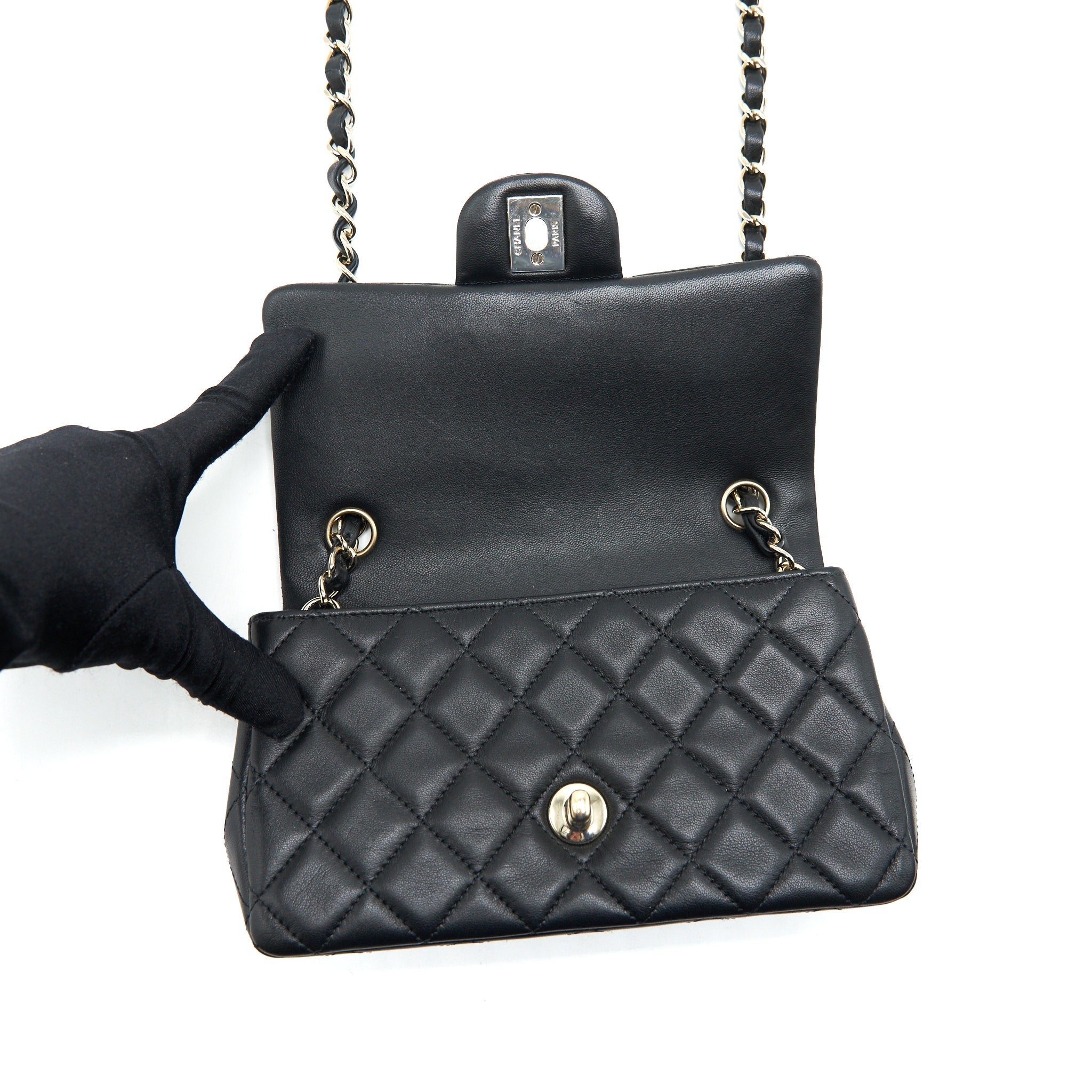 Chanel mini rectangular flap Bag Lambskin Black L