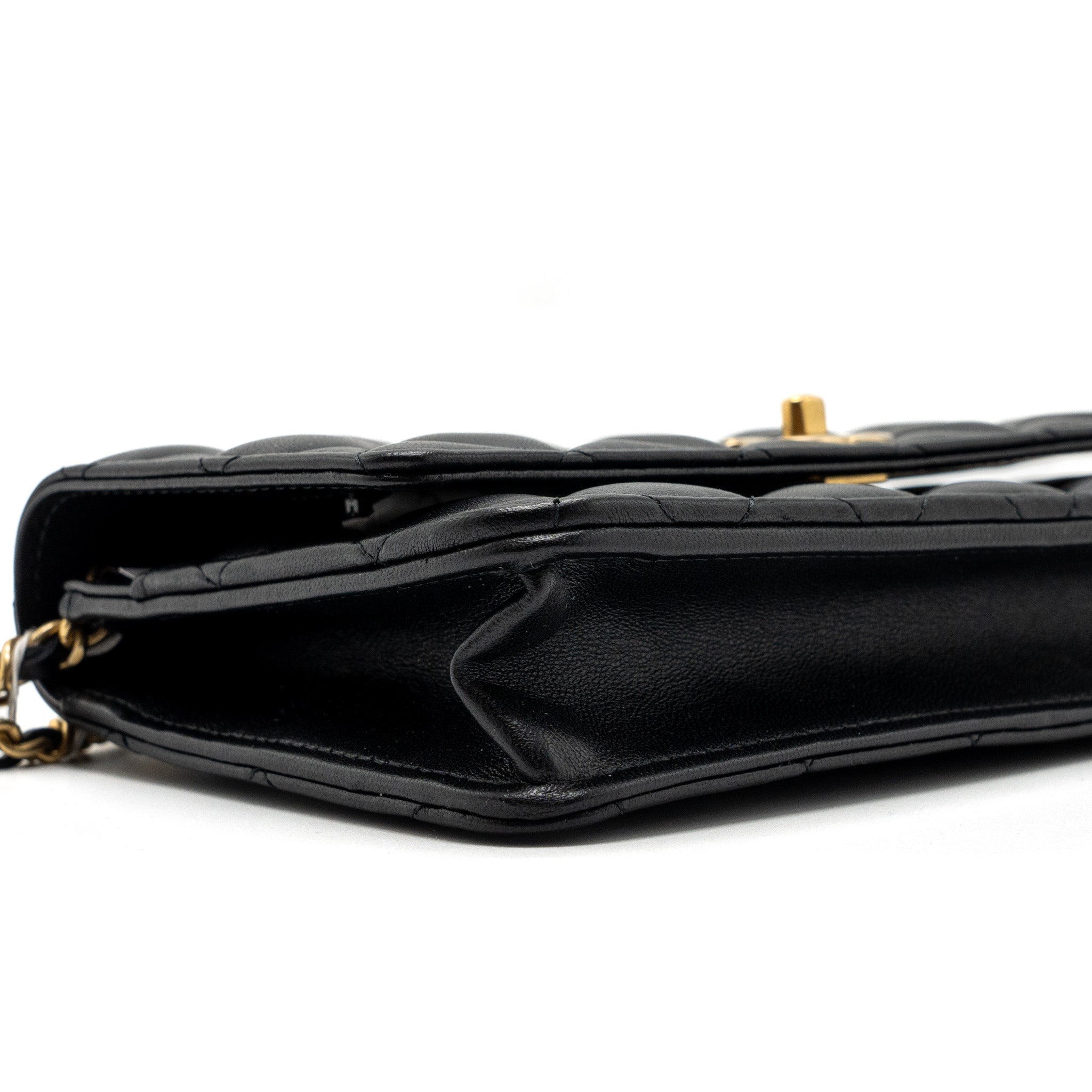 Chanel 23k Pearl Crush Wallet On Chain Lambskin Black  (Microchip)