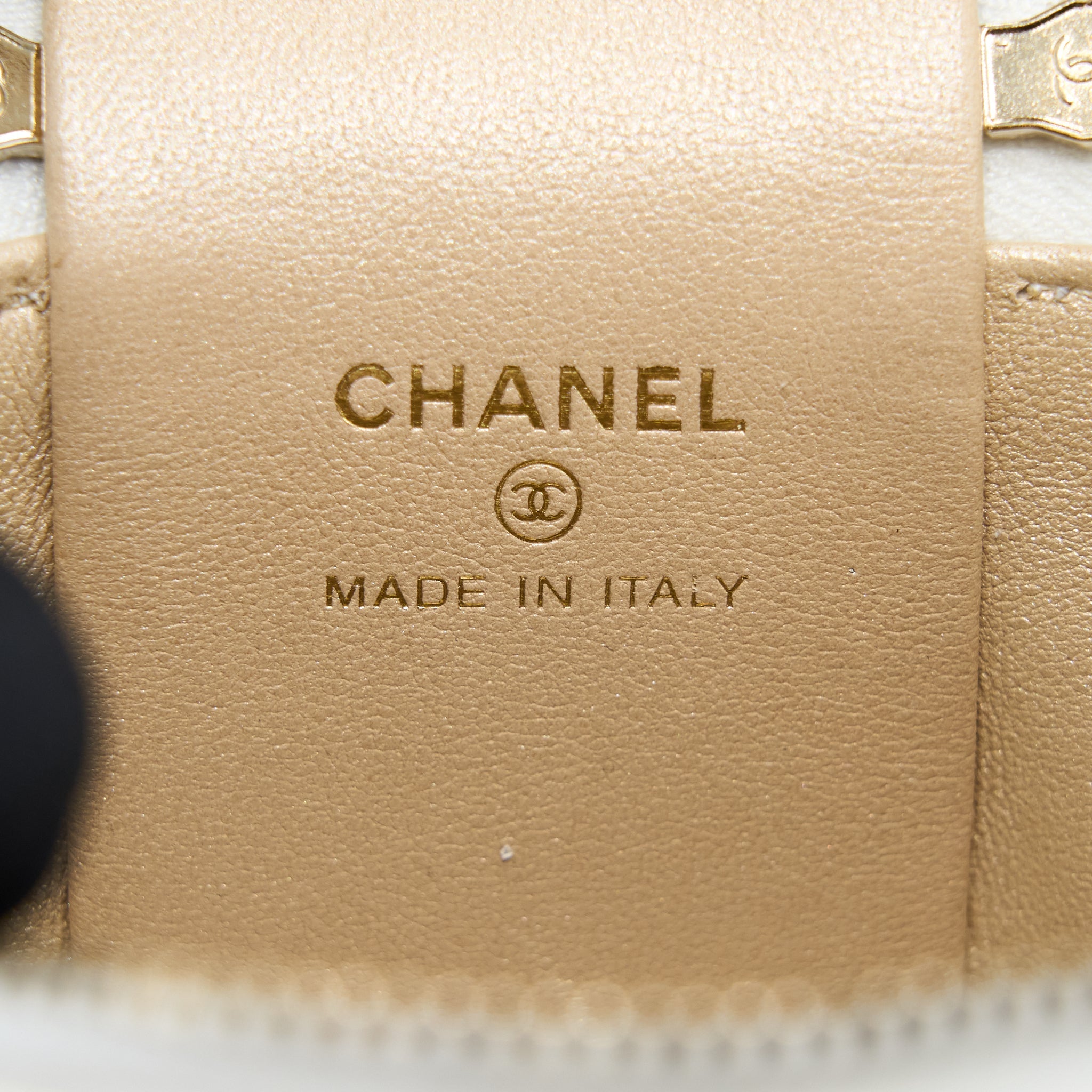 Chanel Top Handle Vanity Case Lambskin White