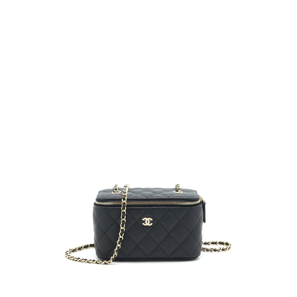Chanel Small Long Vanity With Chain Caviar  Black L