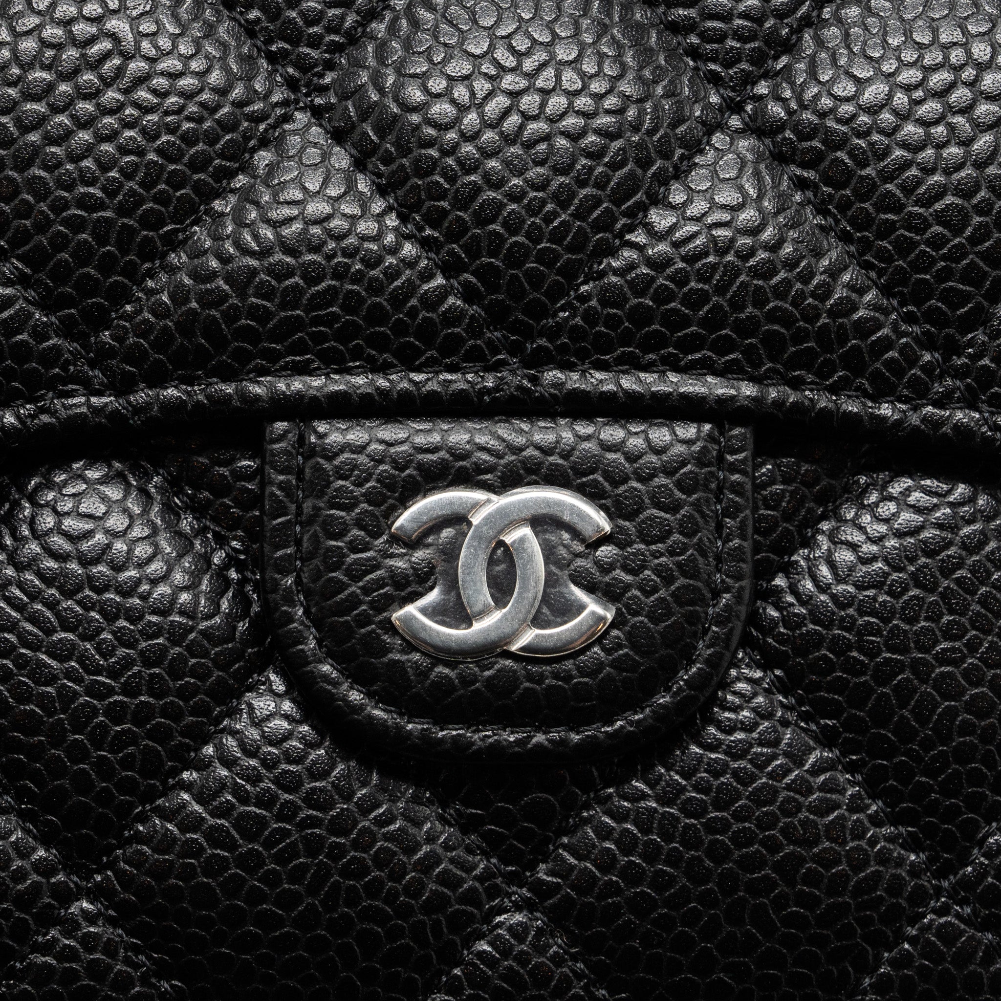 Chanel Classic Compact Wallet Caviar Black  (Microchip)